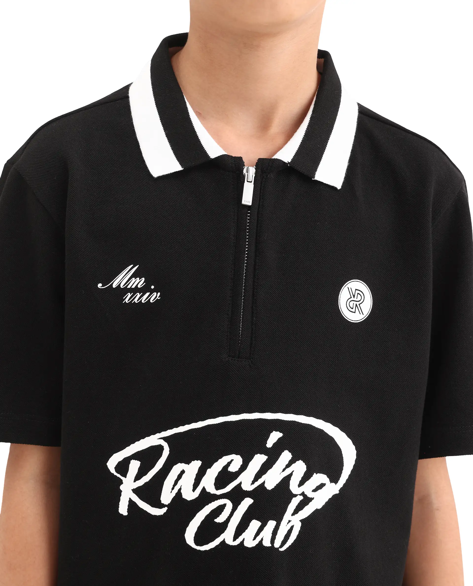 Rare Ones Kids Rino Black Cotton Zipper Closure Regular Fit Polo - Image 4