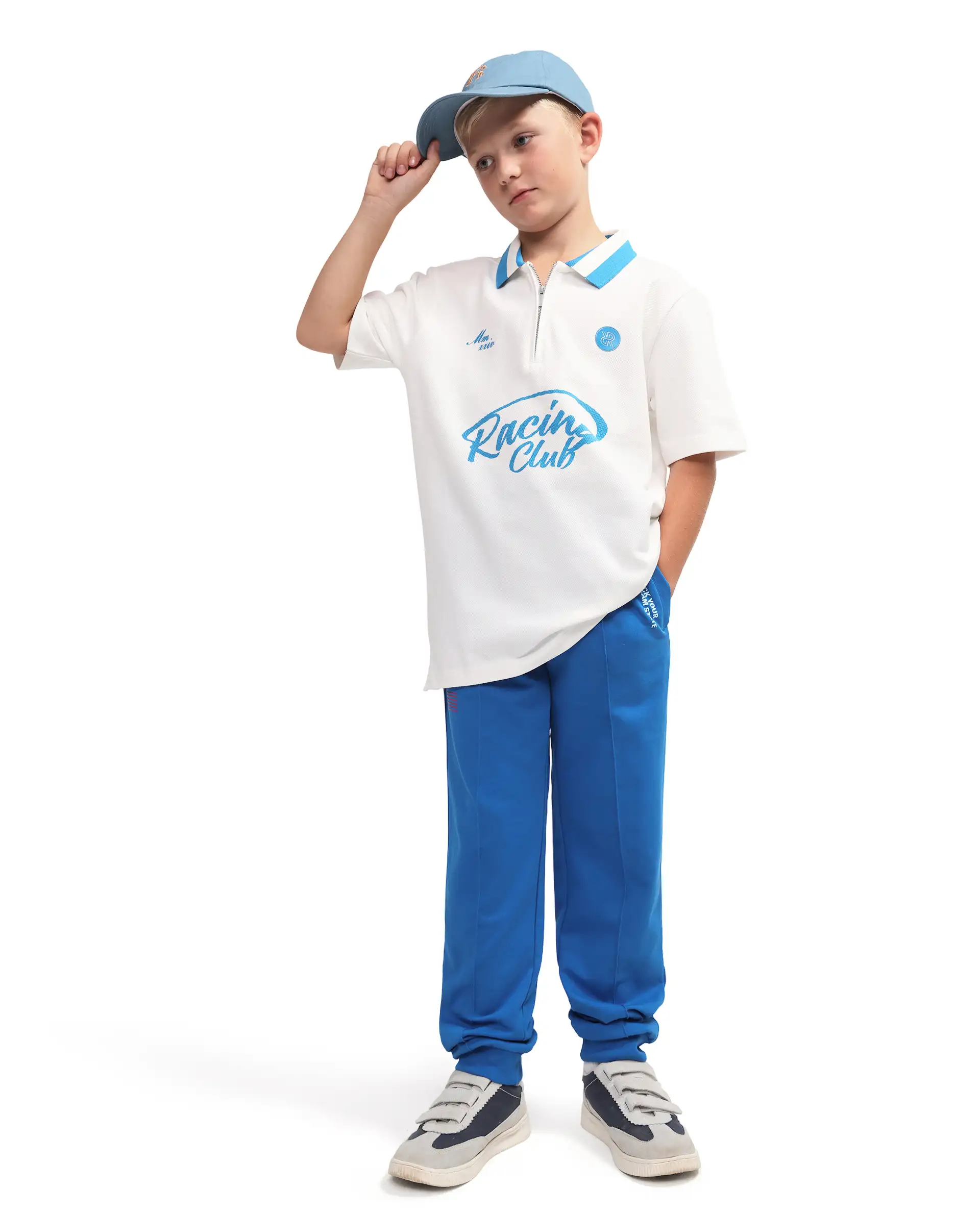 Rare Ones Kids Rino Off White Cotton Zipper Closure Regular Fit Polo - Image 2