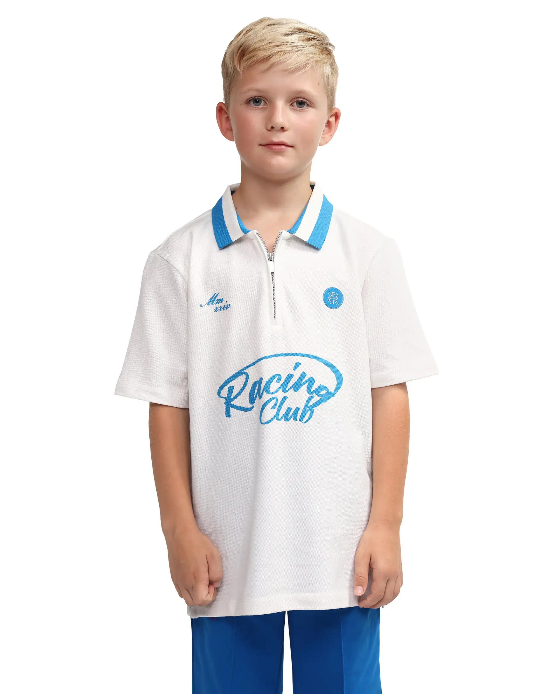 Rare Ones Kids Rino Off White Cotton Zipper Closure Regular Fit Polo - Image 3
