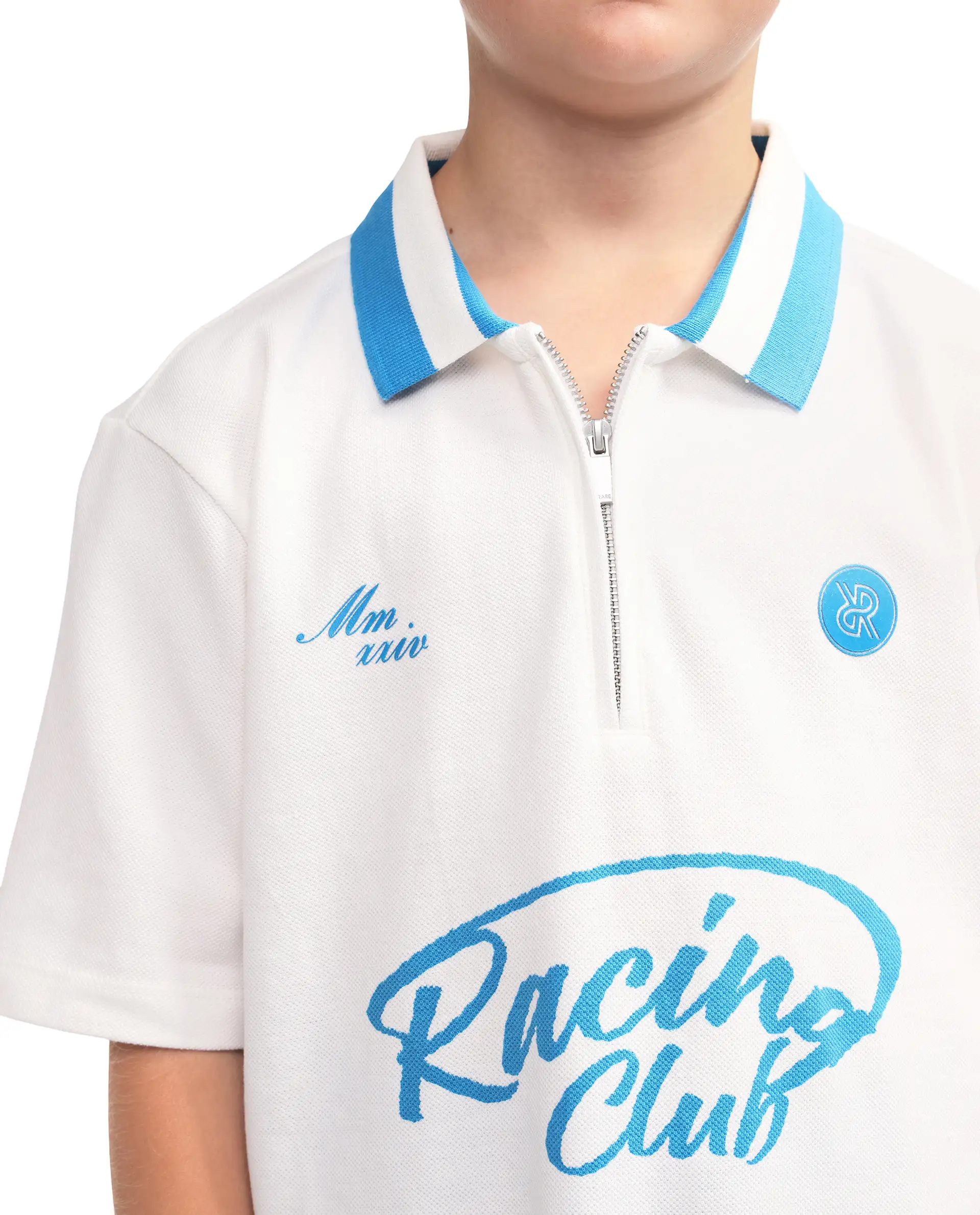 Rare Ones Kids Rino Off White Cotton Zipper Closure Regular Fit Polo - Image 4