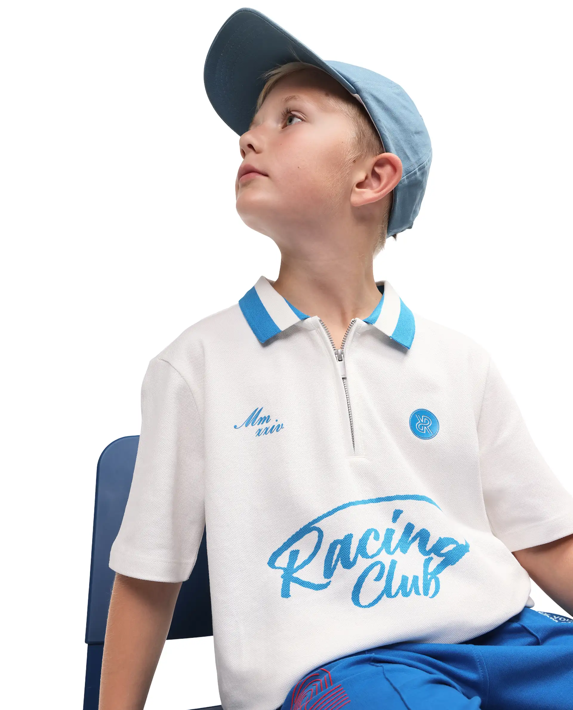 Rare Ones Kids Rino Off White Cotton Zipper Closure Regular Fit Polo - Image 5