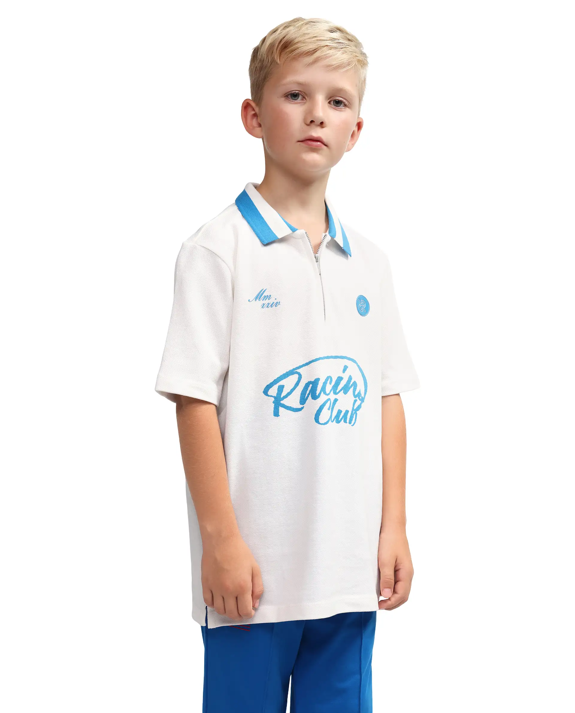Rare Ones Kids Rino Off White Cotton Zipper Closure Regular Fit Polo - Image 7