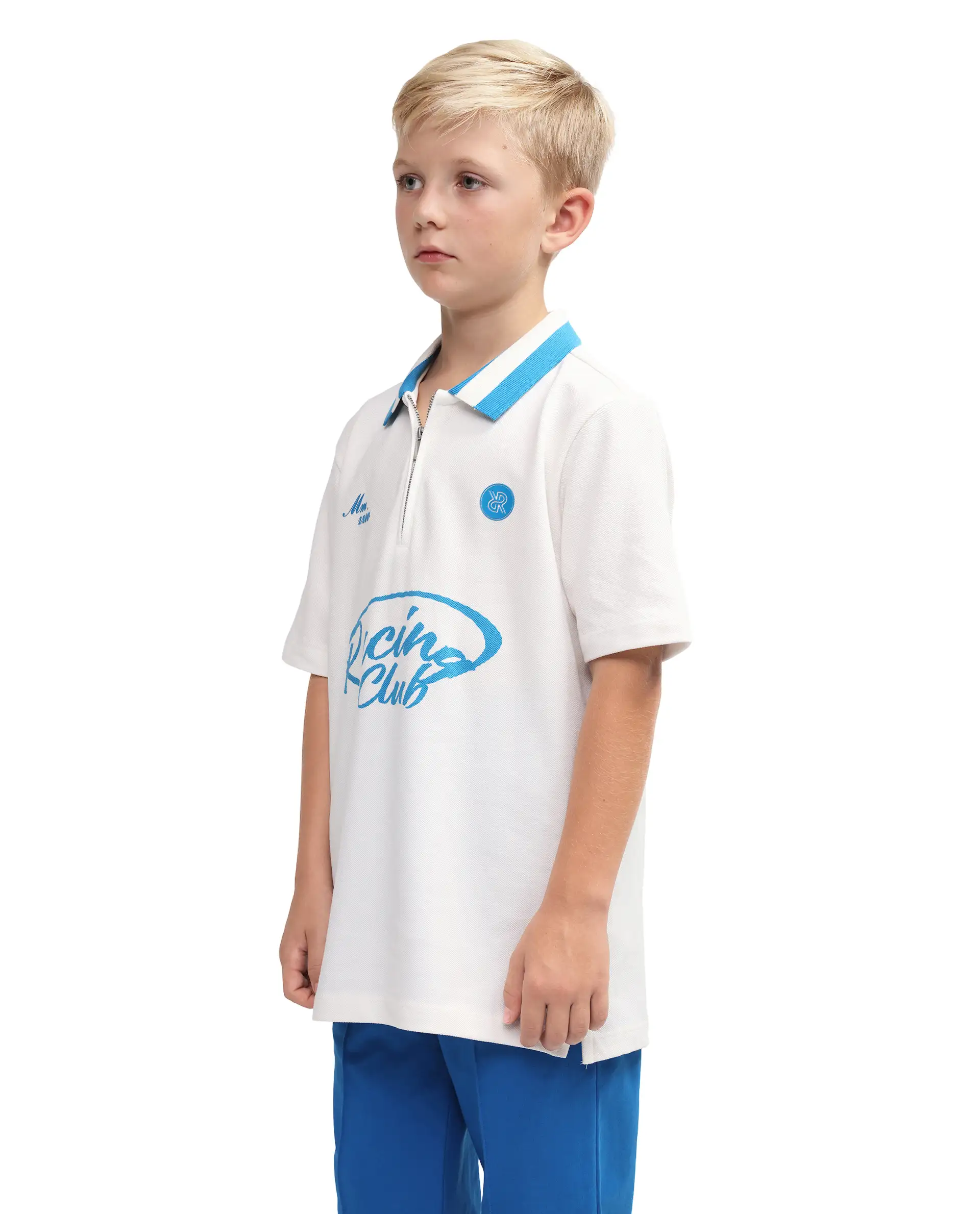 Rare Ones Kids Rino Off White Cotton Zipper Closure Regular Fit Polo - Image 8