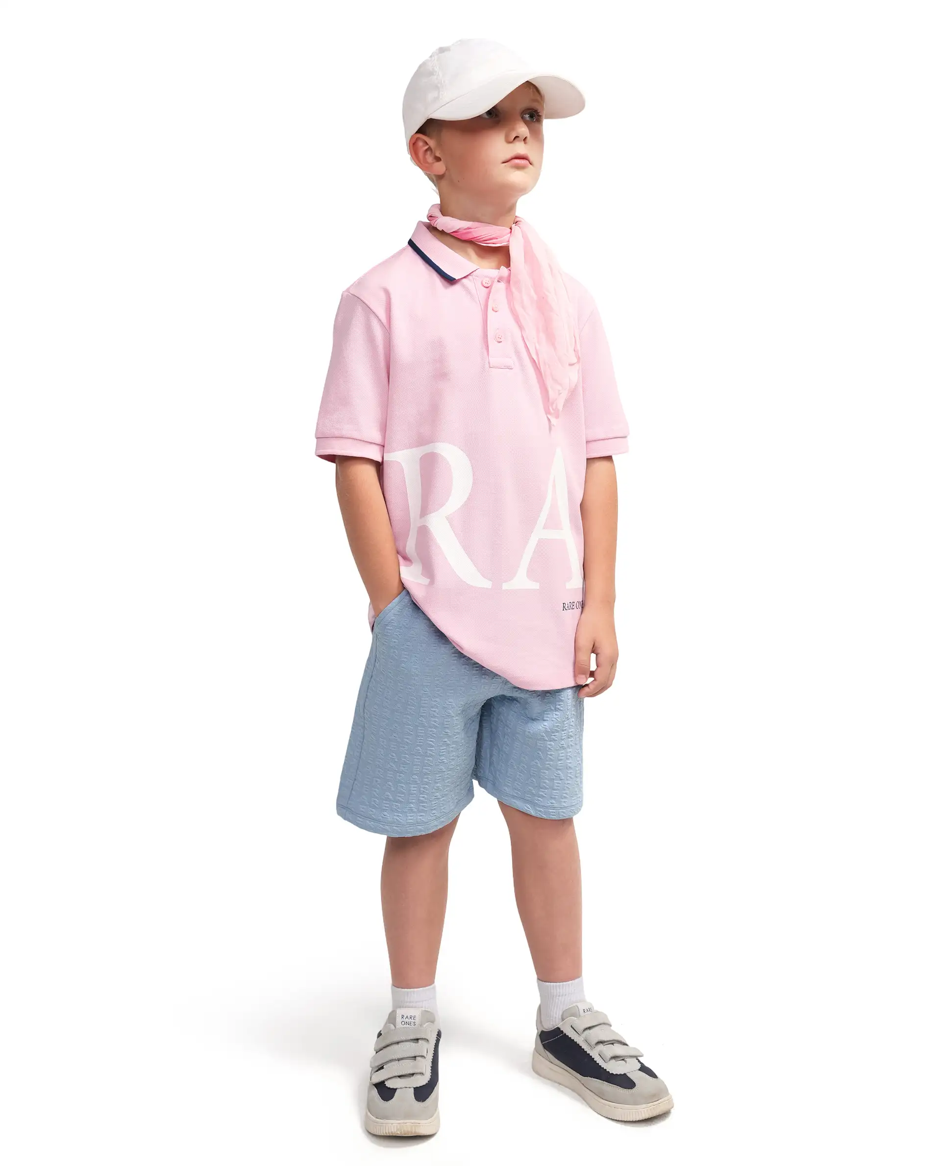 Rare Ones Kids Rovo Light Pink Cotton Button Closure Pigment Print Regular Fit Polo - Image 7