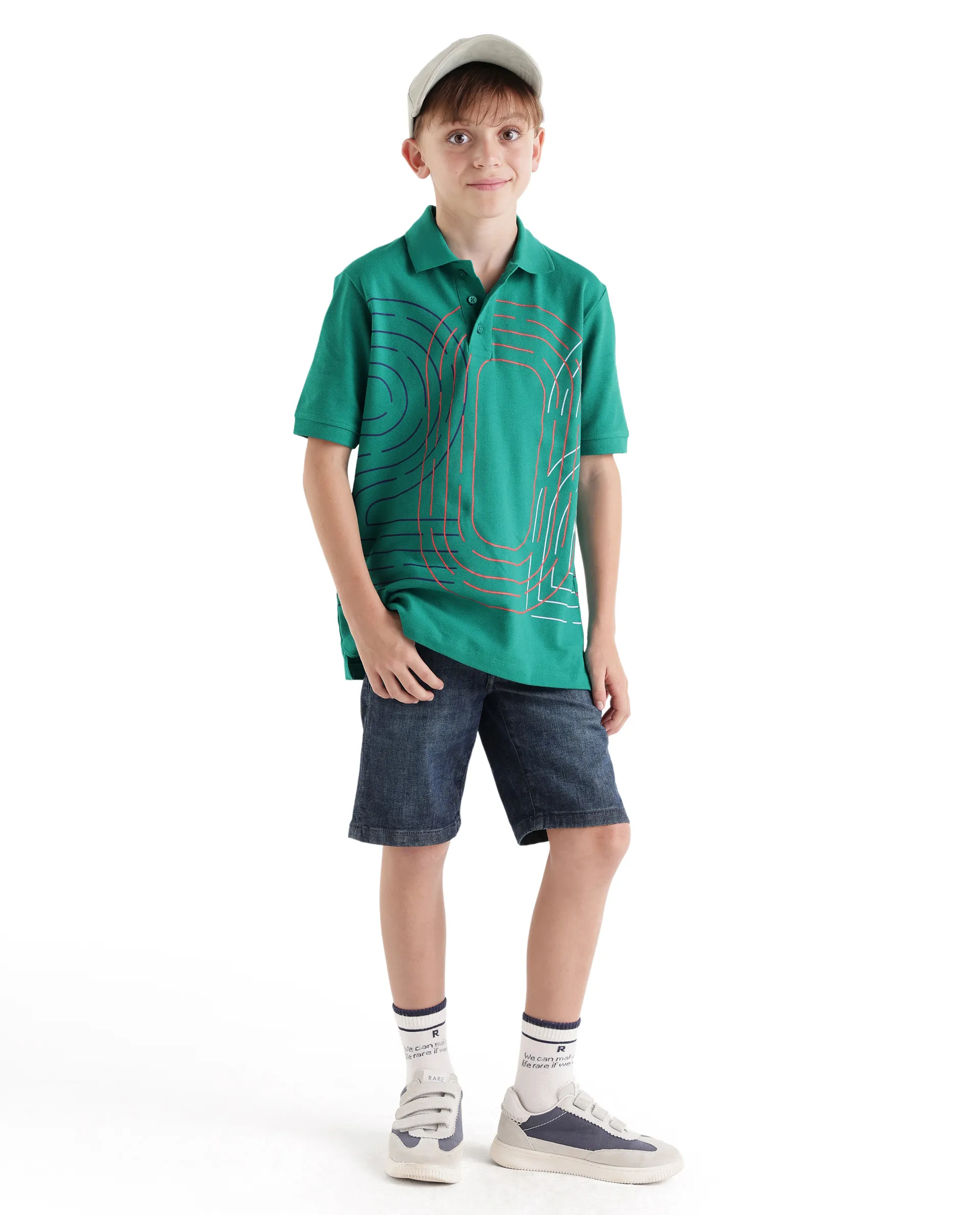 Rare Ones Kids Twen Green Cotton Button Closure Regular Fit Polo - Image 2