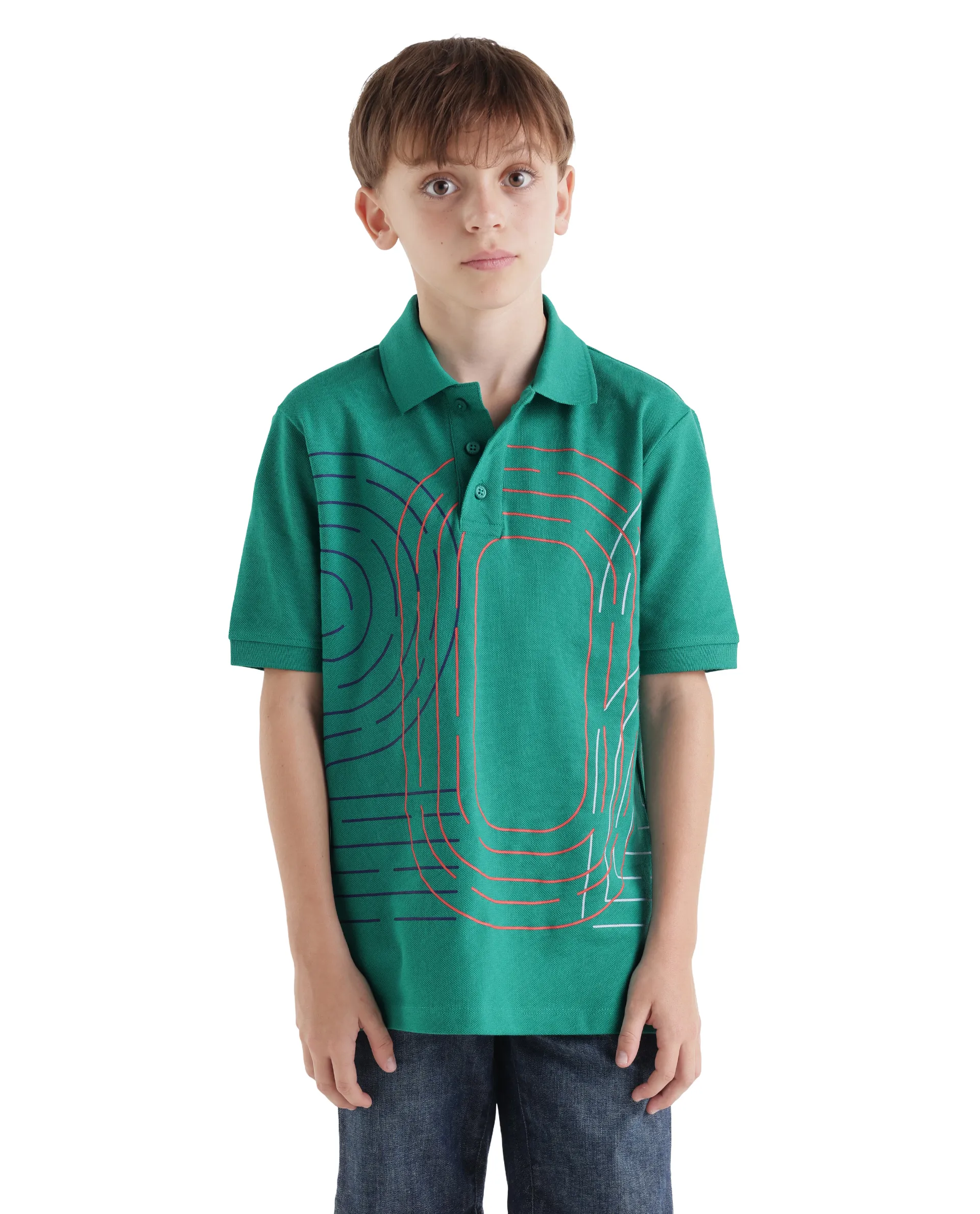 Rare Ones Kids Twen Green Cotton Button Closure Regular Fit Polo - Image 3