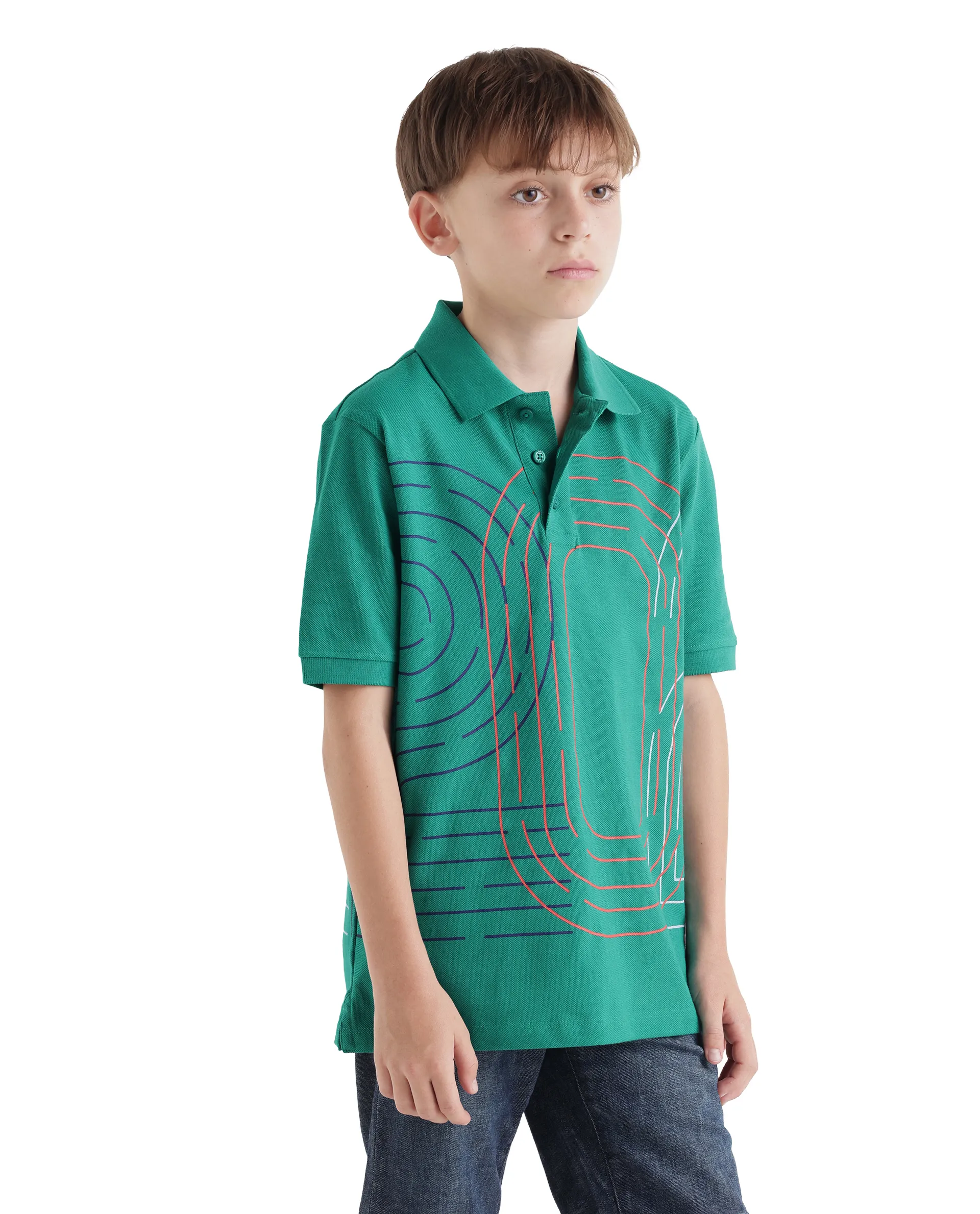 Rare Ones Kids Twen Green Cotton Button Closure Regular Fit Polo - Image 5