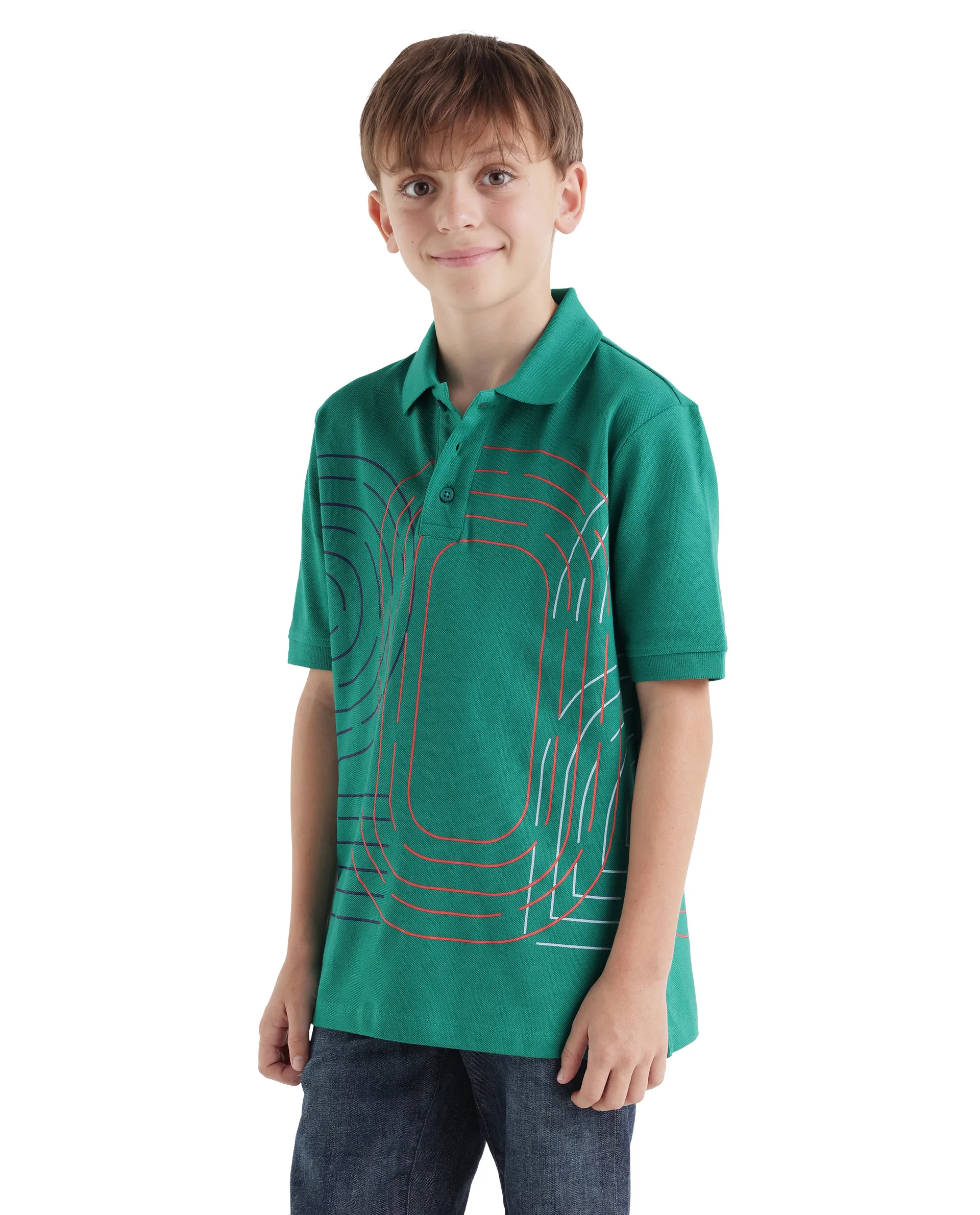 Rare Ones Kids Twen Green Cotton Button Closure Regular Fit Polo - Image 6