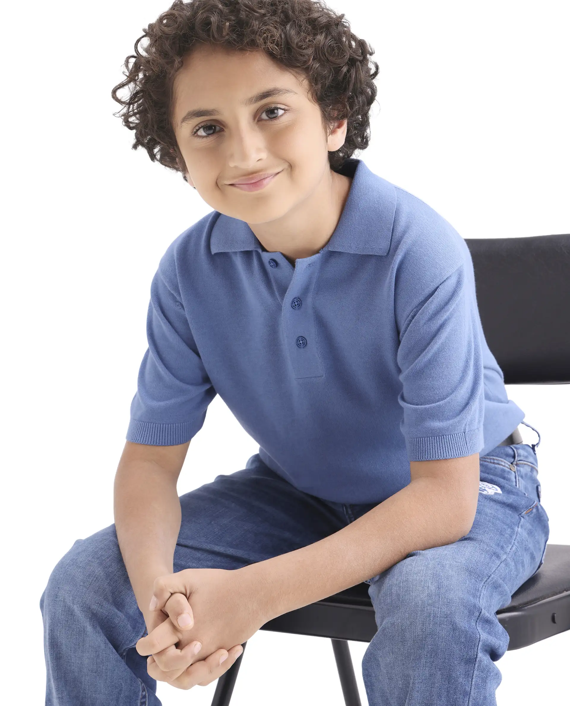 Rare Ones Kids Vale Blue Cotton Button Closure Regular Fit Polo