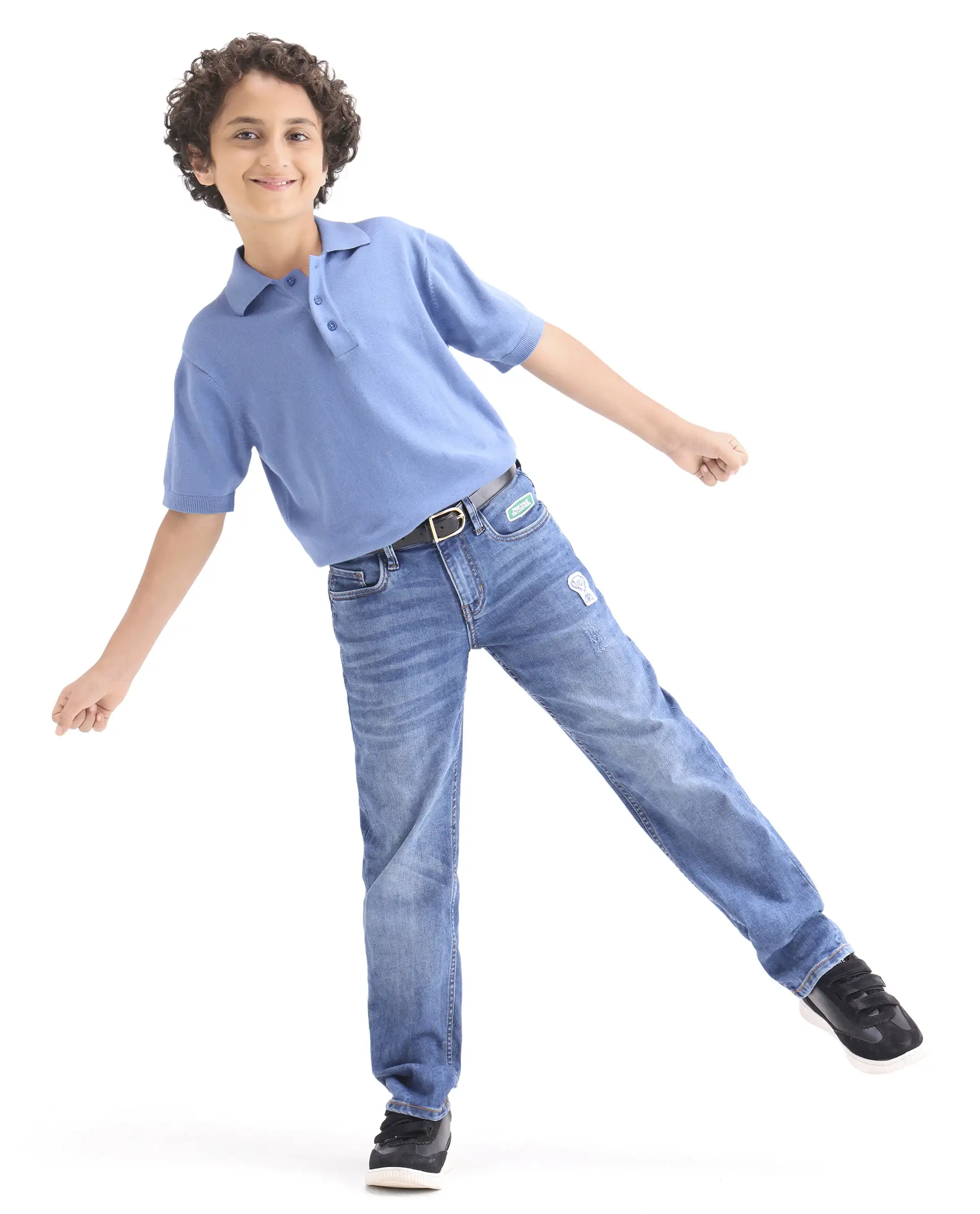 Rare Ones Kids Vale Blue Cotton Button Closure Regular Fit Polo - Image 2