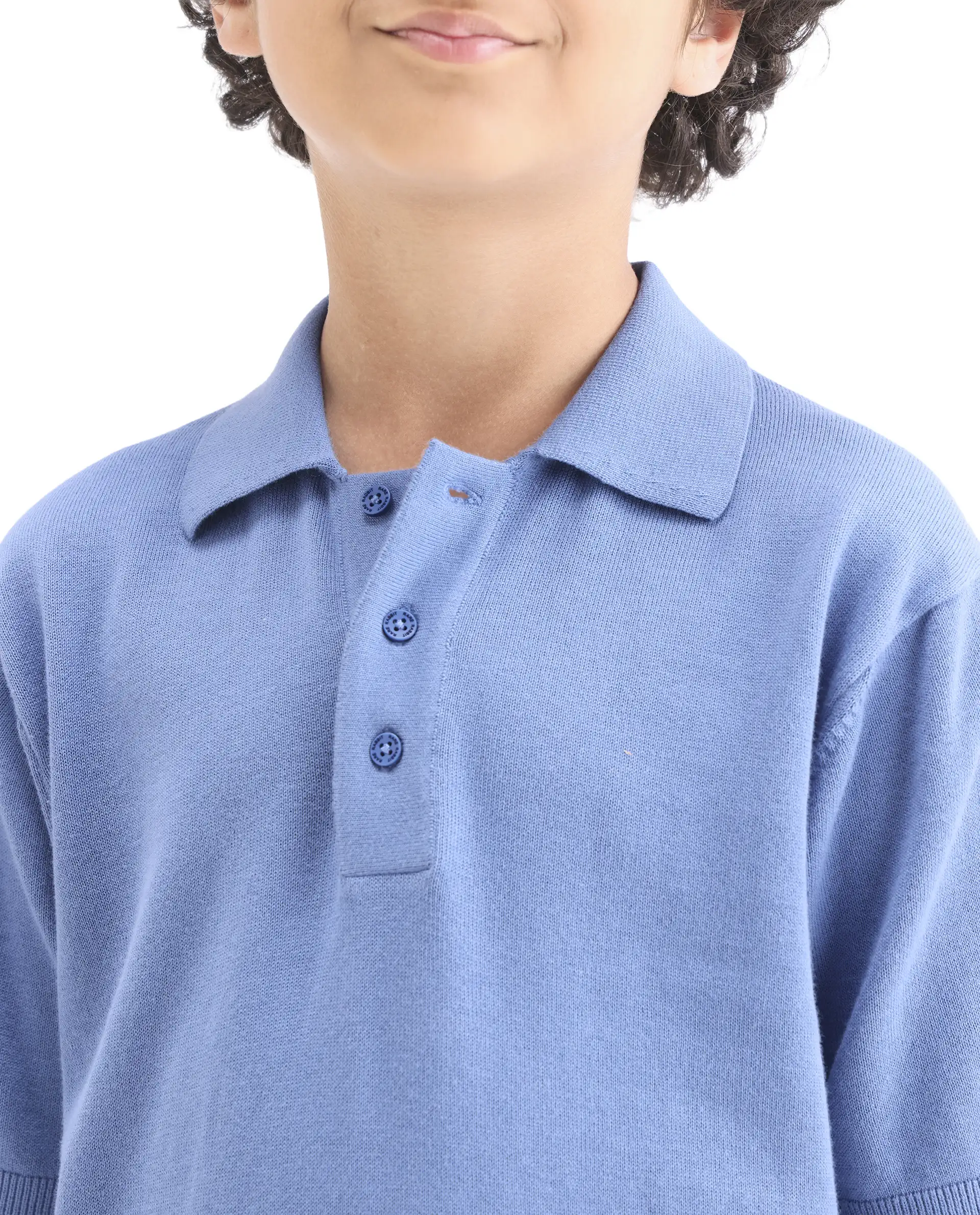 Rare Ones Kids Vale Blue Cotton Button Closure Regular Fit Polo - Image 3