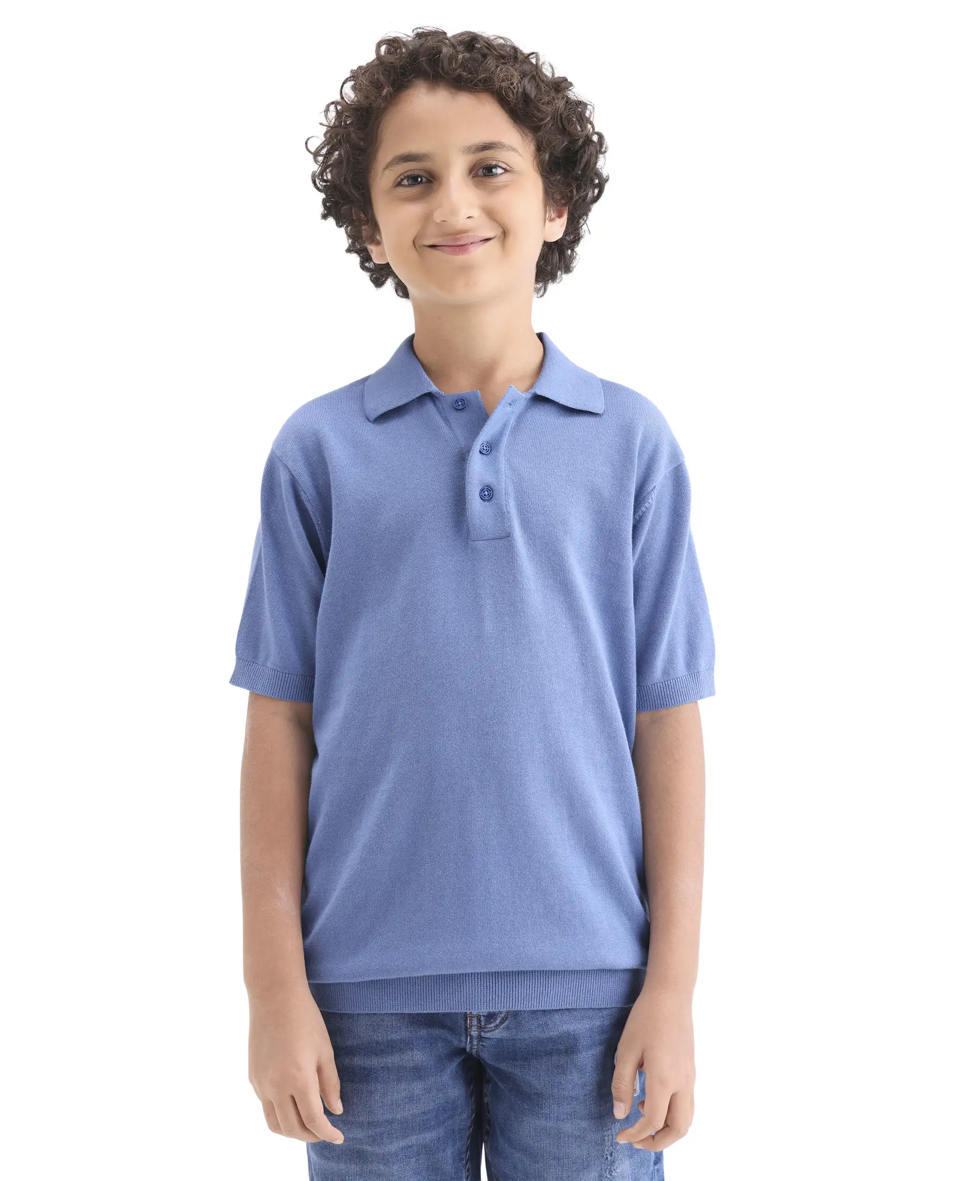 Rare Ones Kids Vale Blue Cotton Button Closure Regular Fit Polo - Image 4