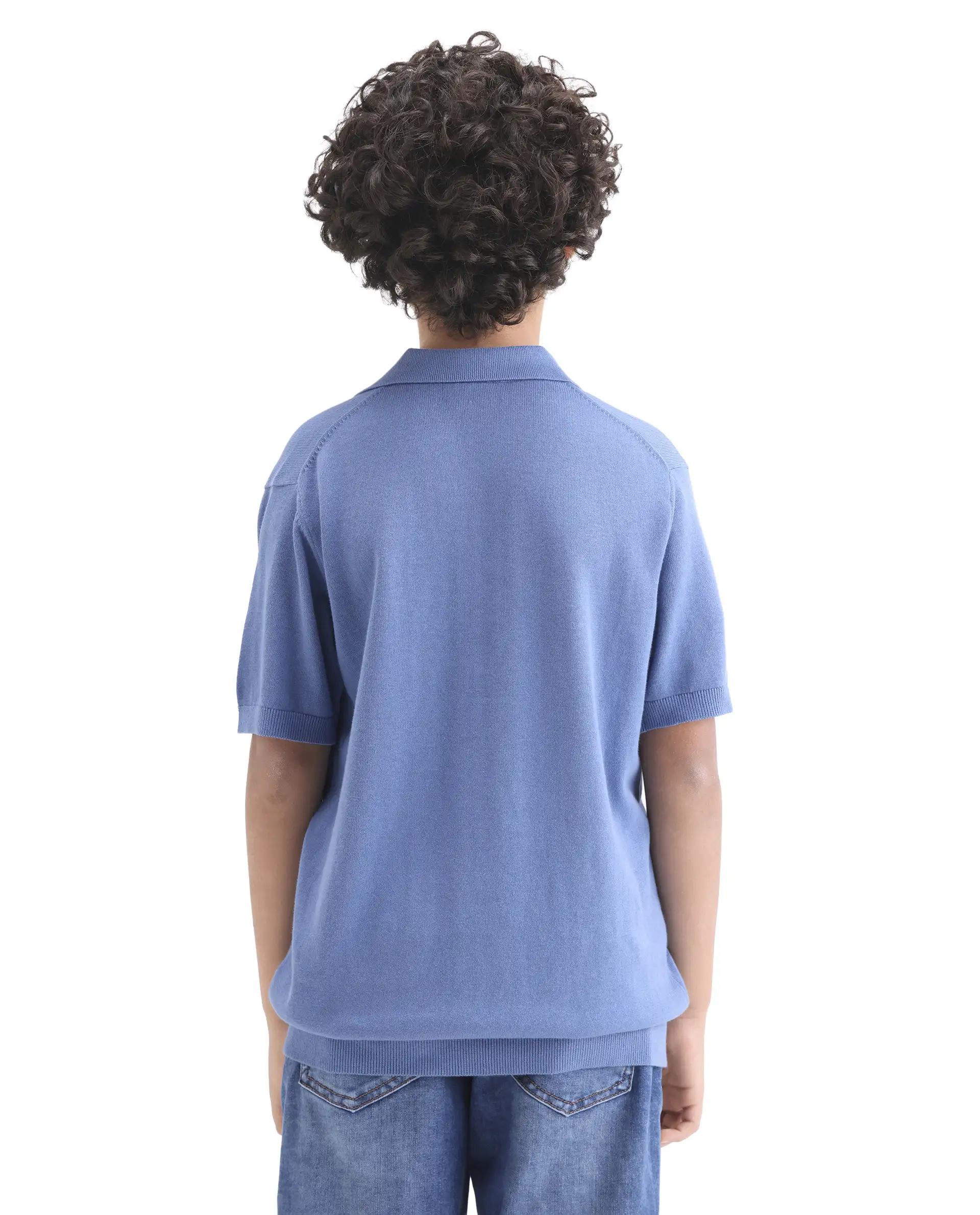 Rare Ones Kids Vale Blue Cotton Button Closure Regular Fit Polo - Image 7