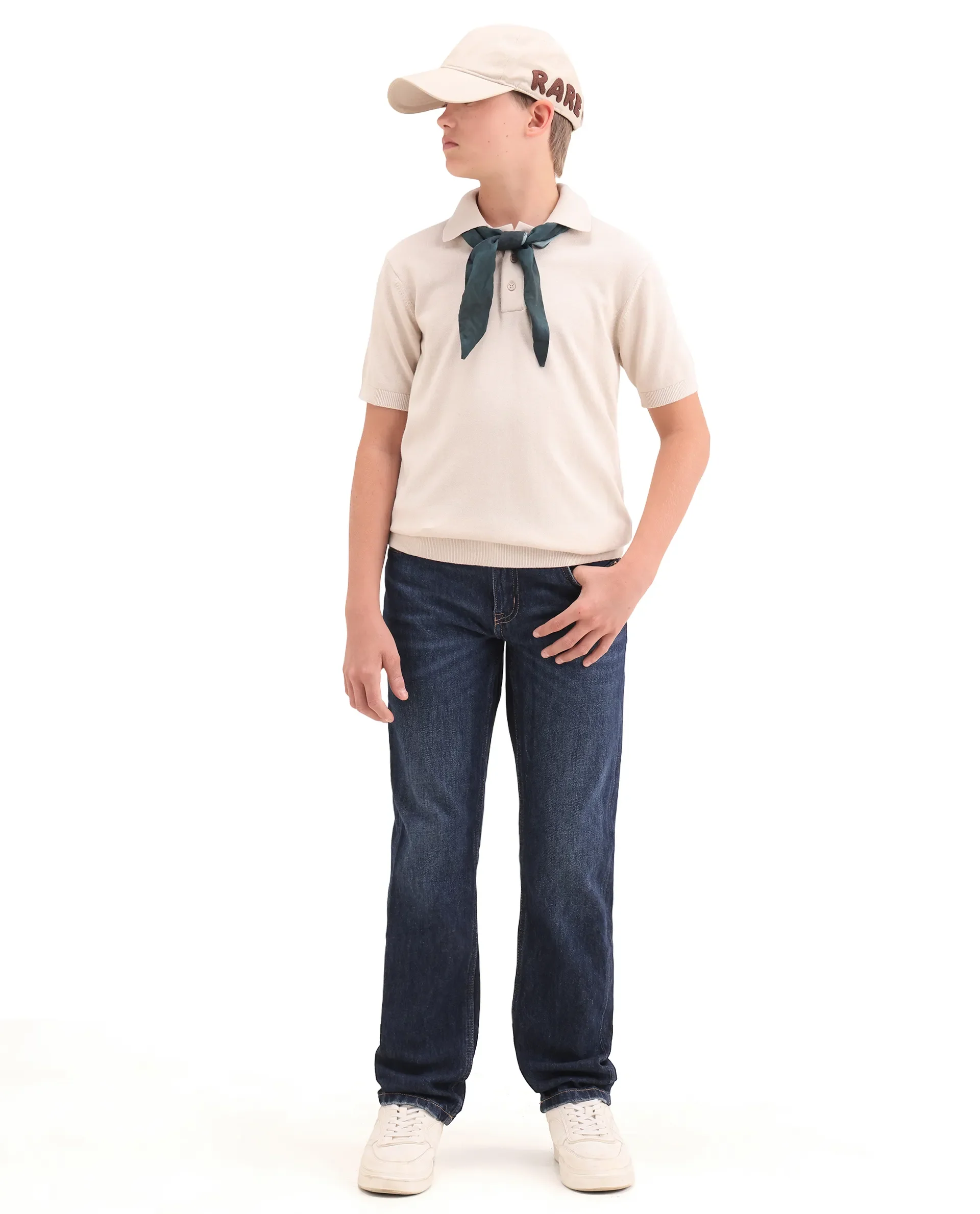 Rare Ones Kids Vale Light Beige Cotton Button Closure Regular Fit Polo - Image 2