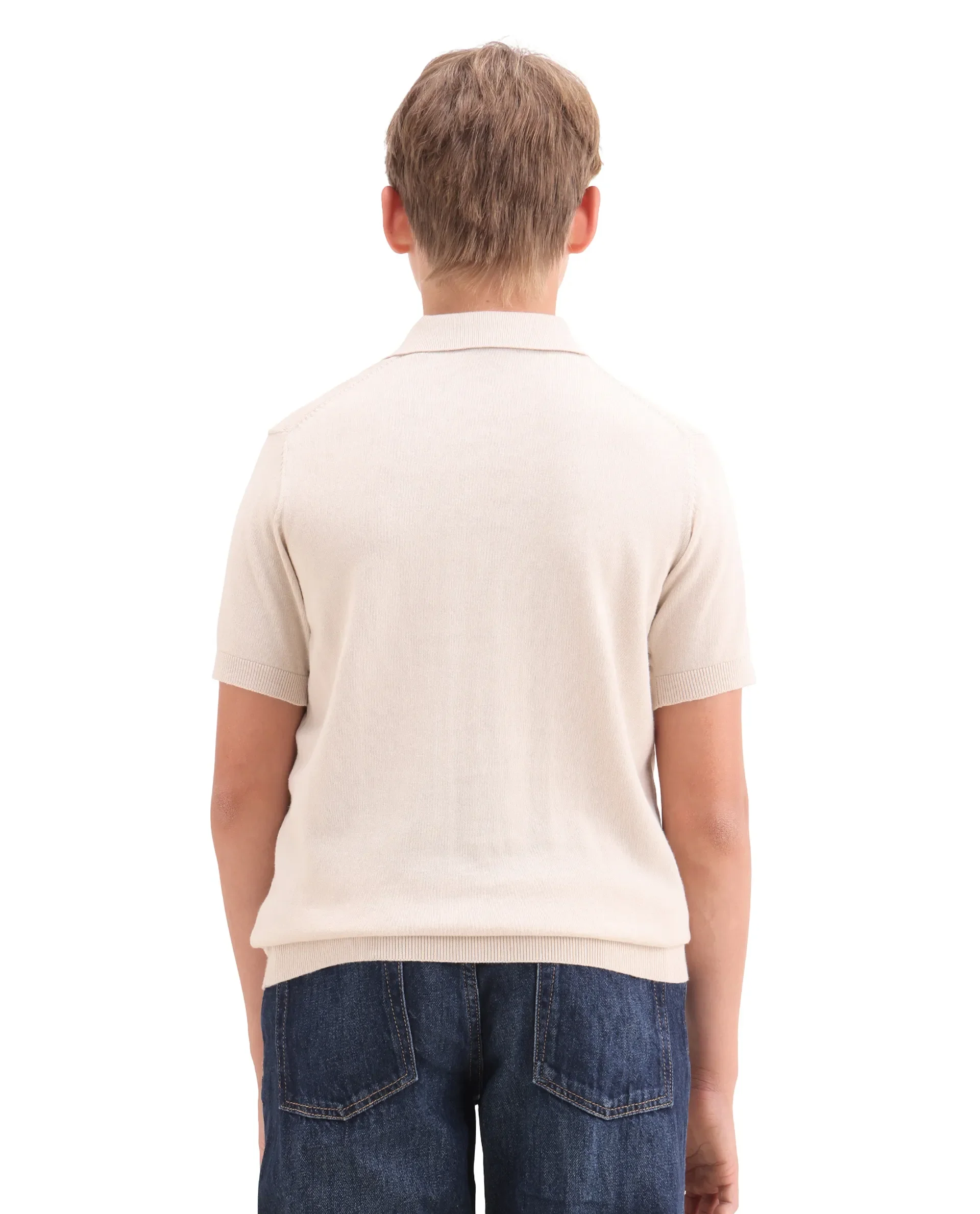 Rare Ones Kids Vale Light Beige Cotton Button Closure Regular Fit Polo - Image 6