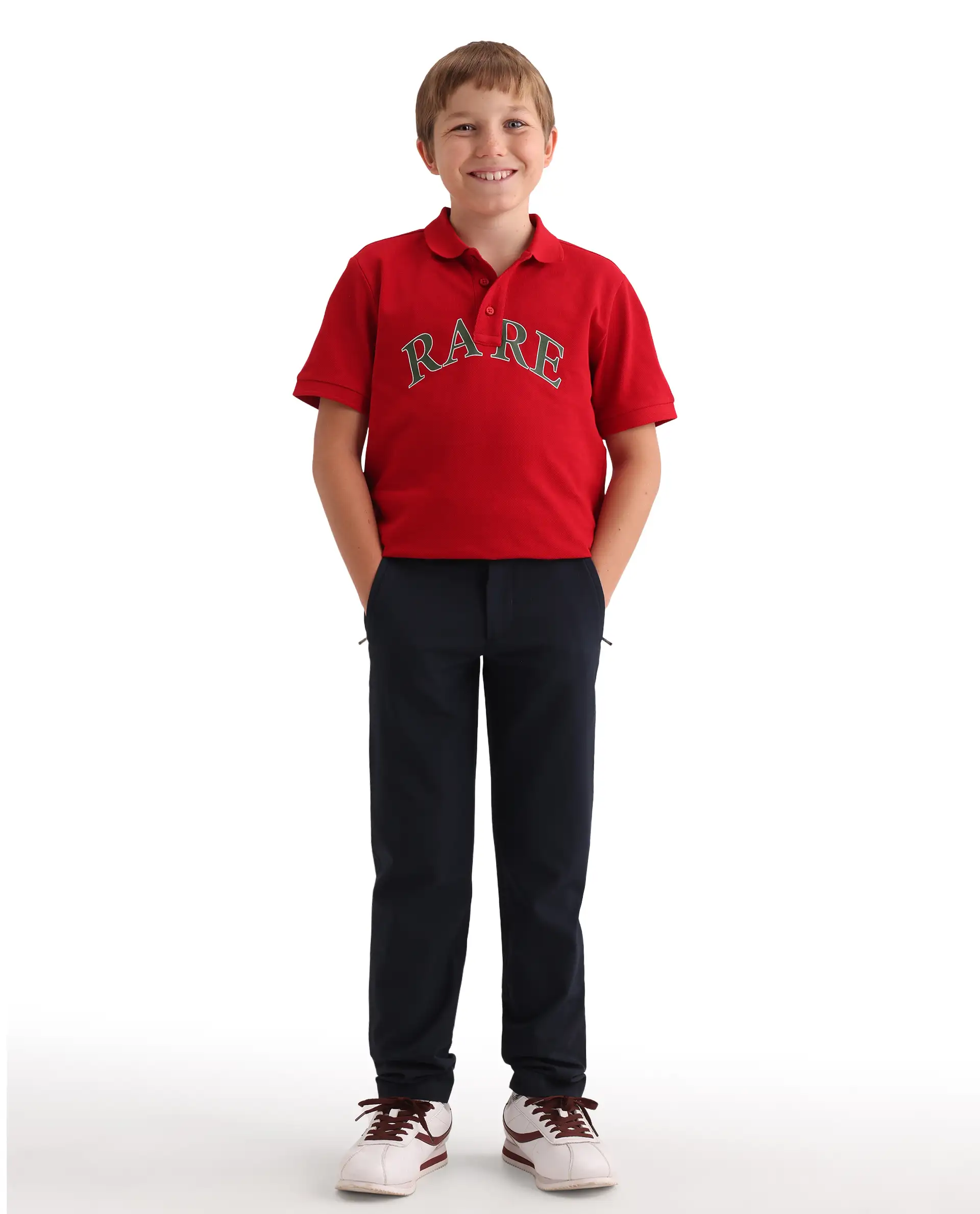 Rare Ones Kids Zorah Red Cotton Button Closure Pigment Print Regular Fit Polo - Image 2