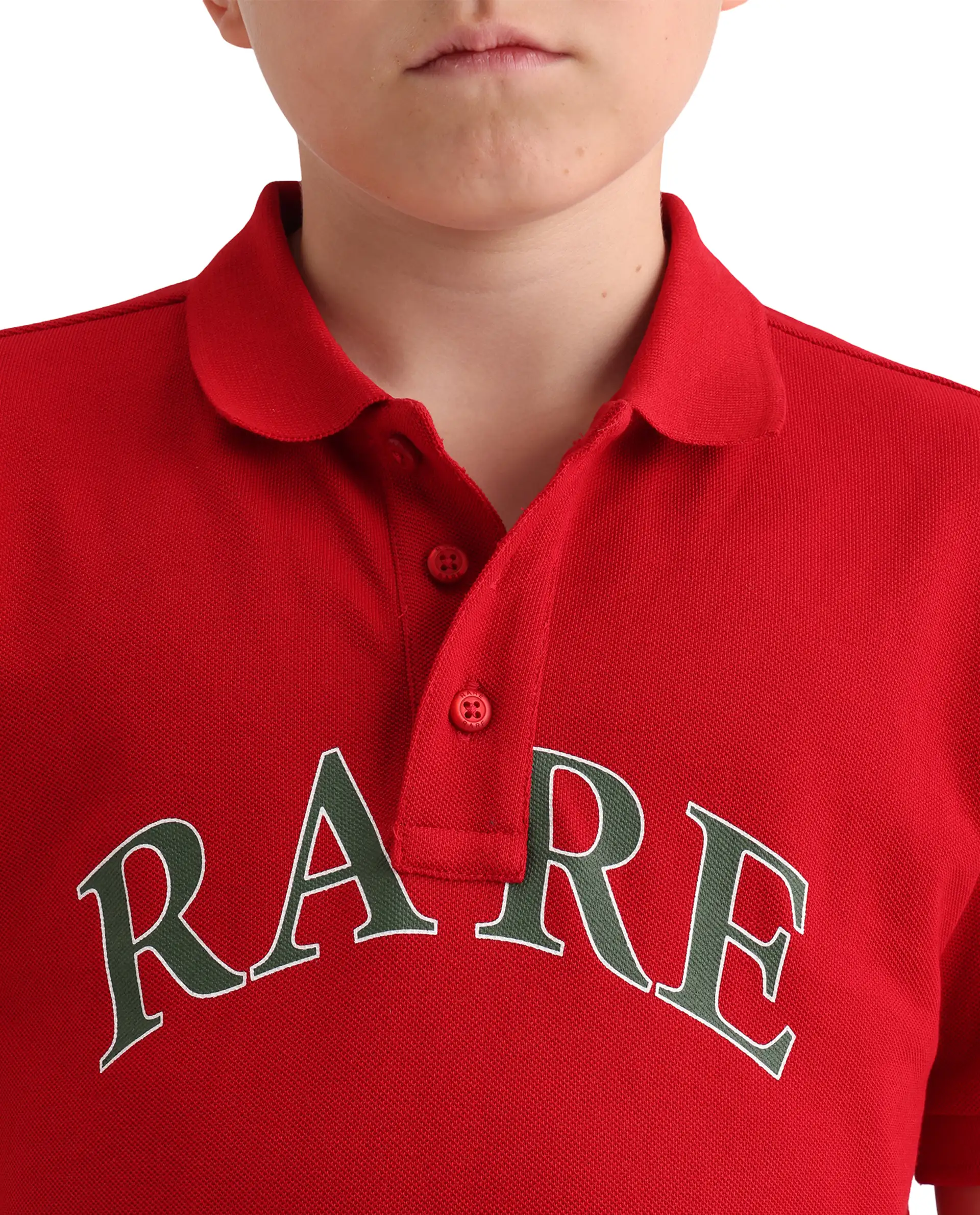Rare Ones Kids Zorah Red Cotton Button Closure Pigment Print Regular Fit Polo - Image 4
