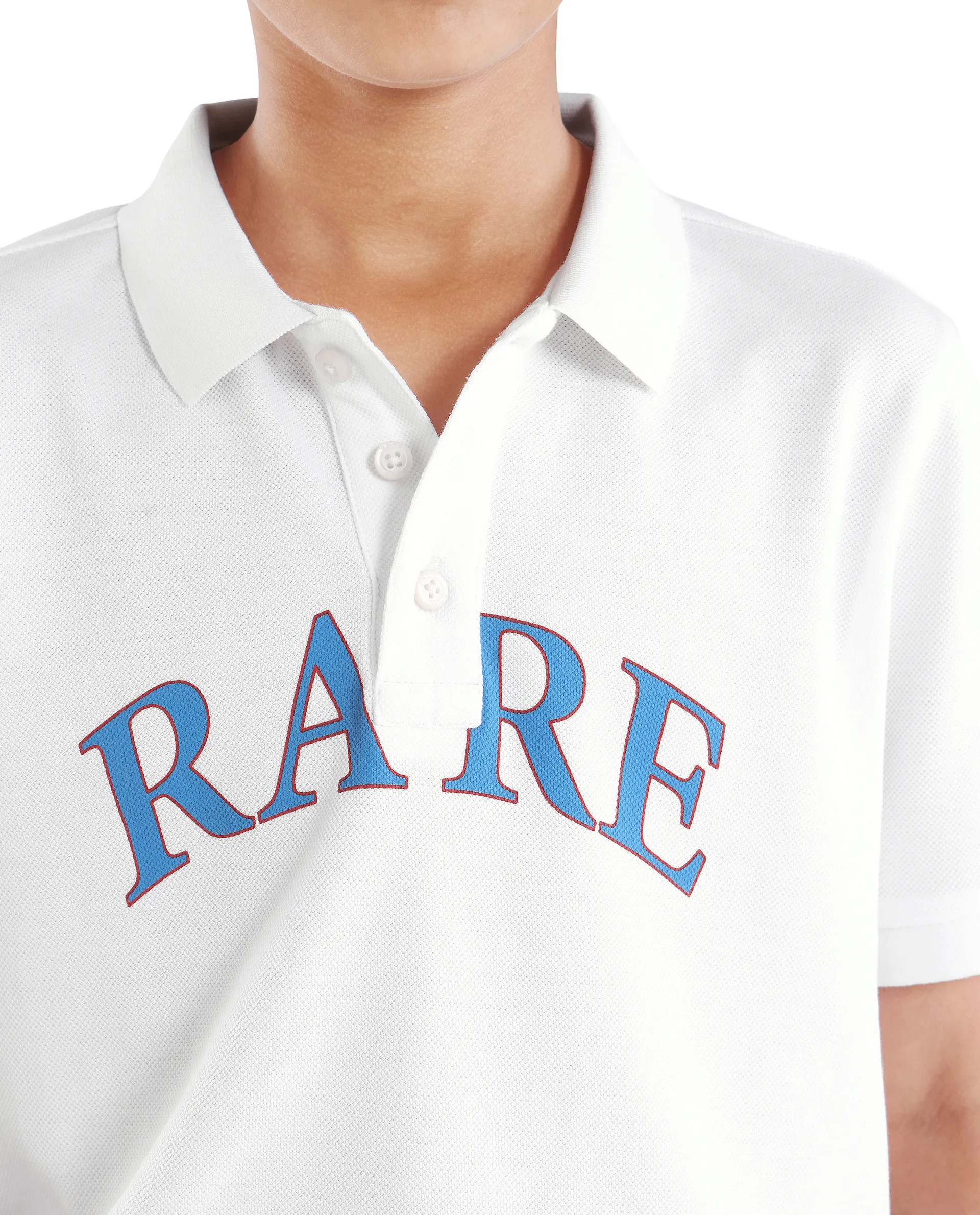 Rare Ones Kids Zorah White Cotton Button Closure Pigment Print Regular Fit Polo - Image 4