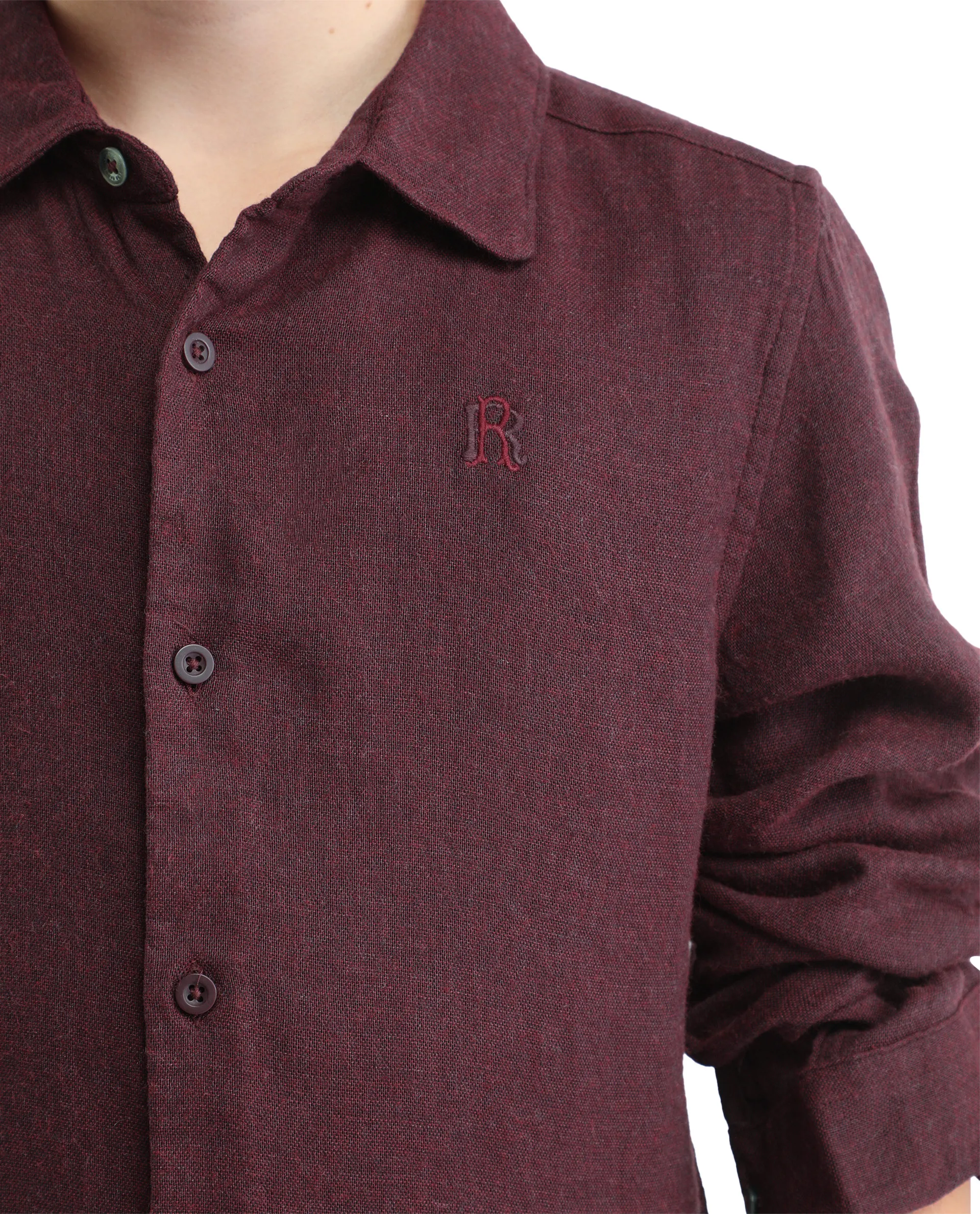 Rare Ones Kids Quen-S Red Cotton Blend Solid Button Closure Regular Fit Shirt - Image 3