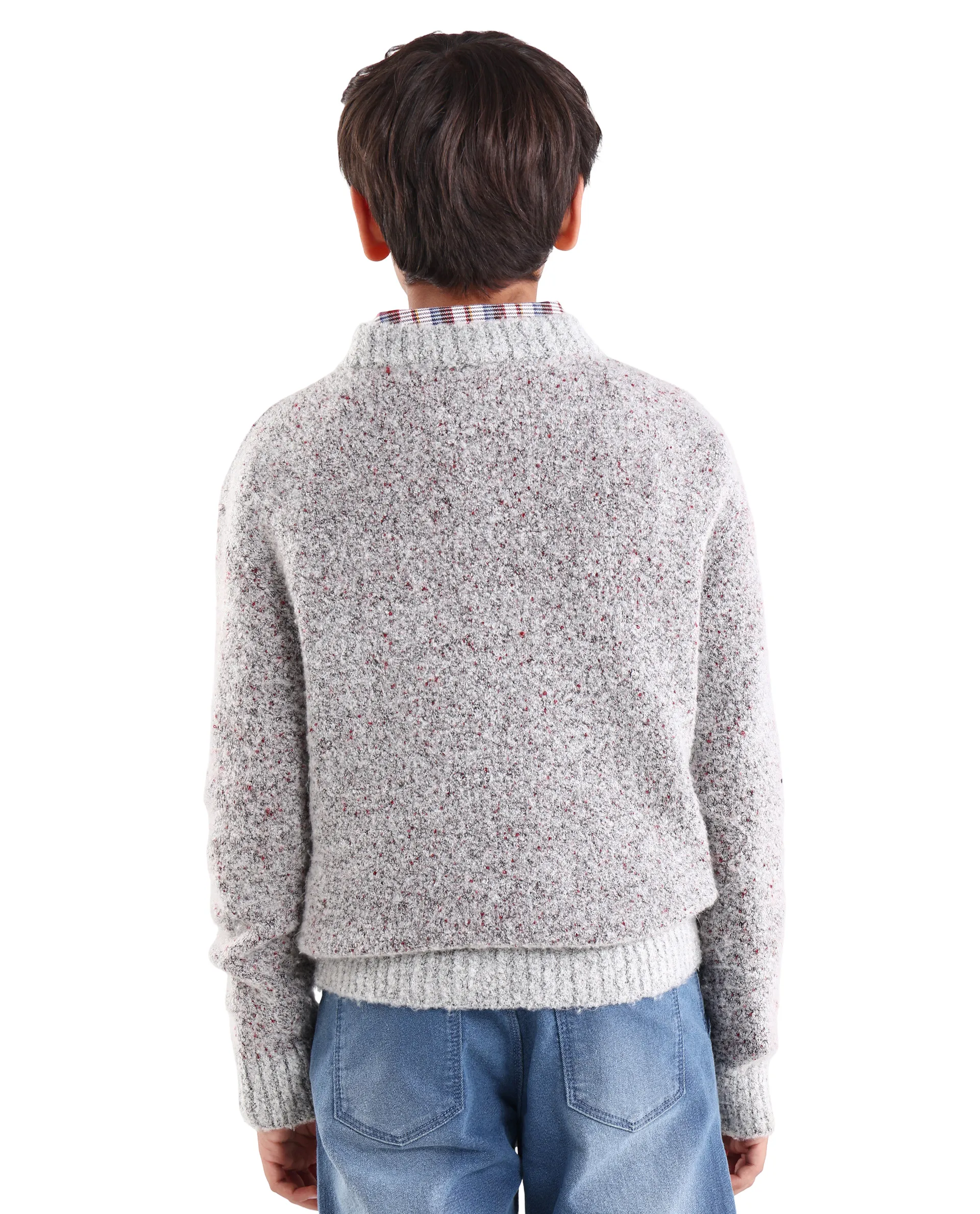 Rare Ones Kids Raz Grey Acrylic Blend Monogram Print Pull On Closure Regular Fit Sweater - Image 7
