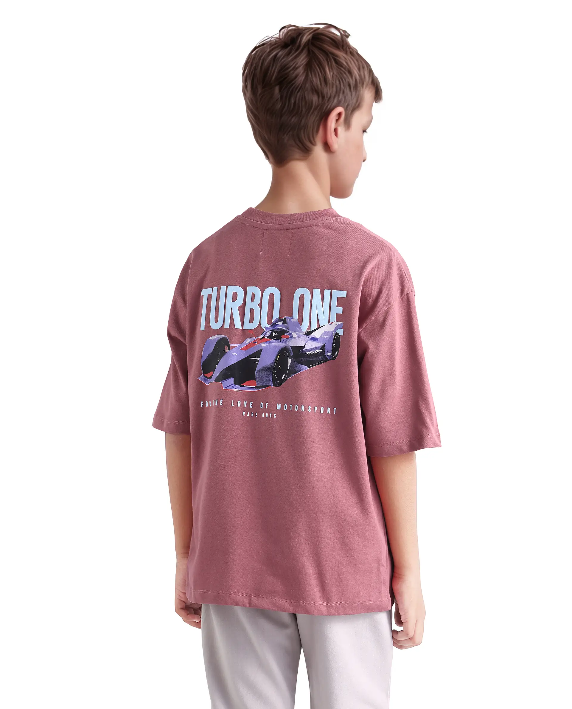 Rare Ones Kids Selo Dusky Pink Cotton Solid Slip-On Closure Oversized Fit T-Shirt - Image 7