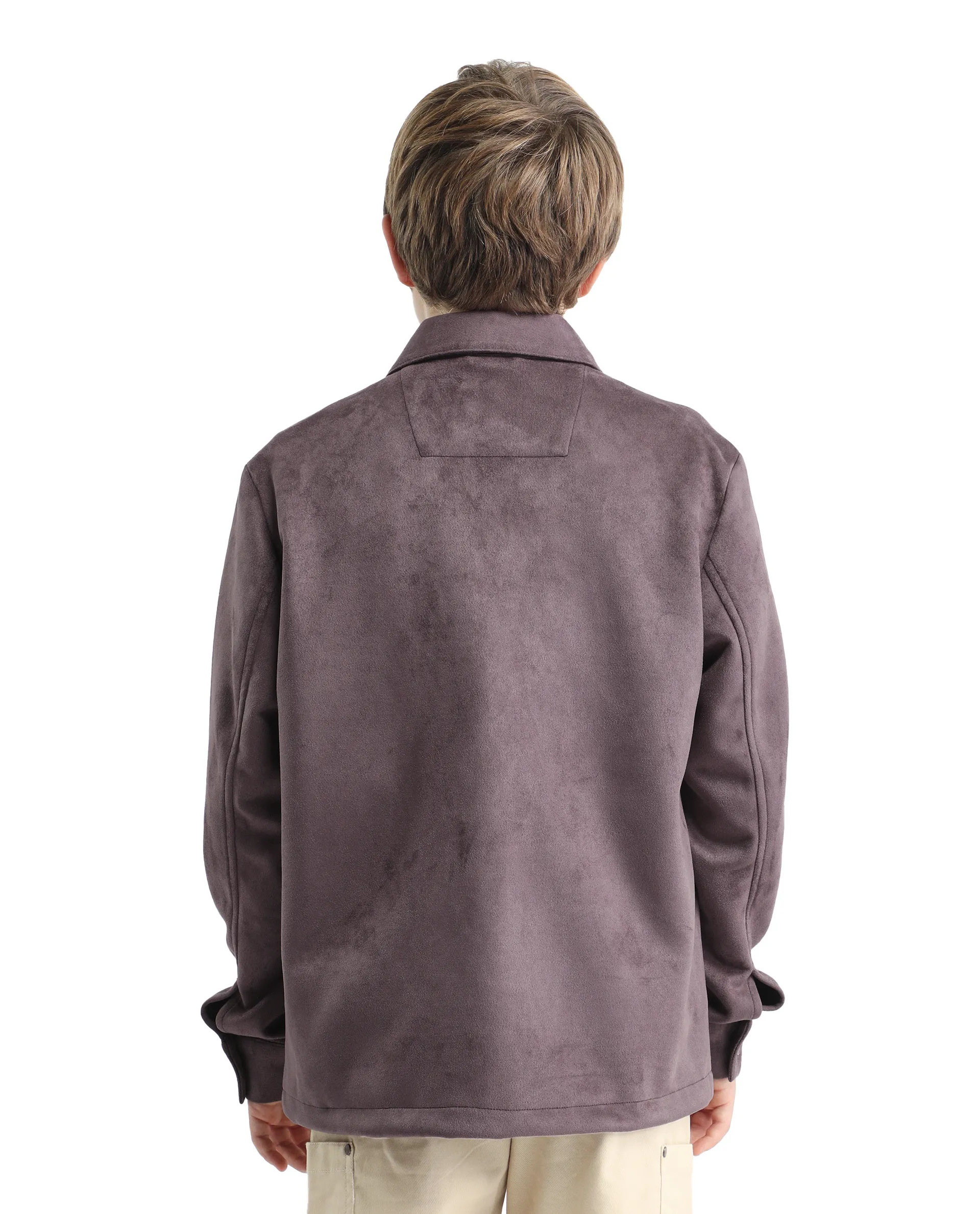 Rare Ones Kids Delo-K Dusky Pink Polyester Blend Button Closure Spread Collar Plain Full Sleeves Regular Fit Shacket - Image 7
