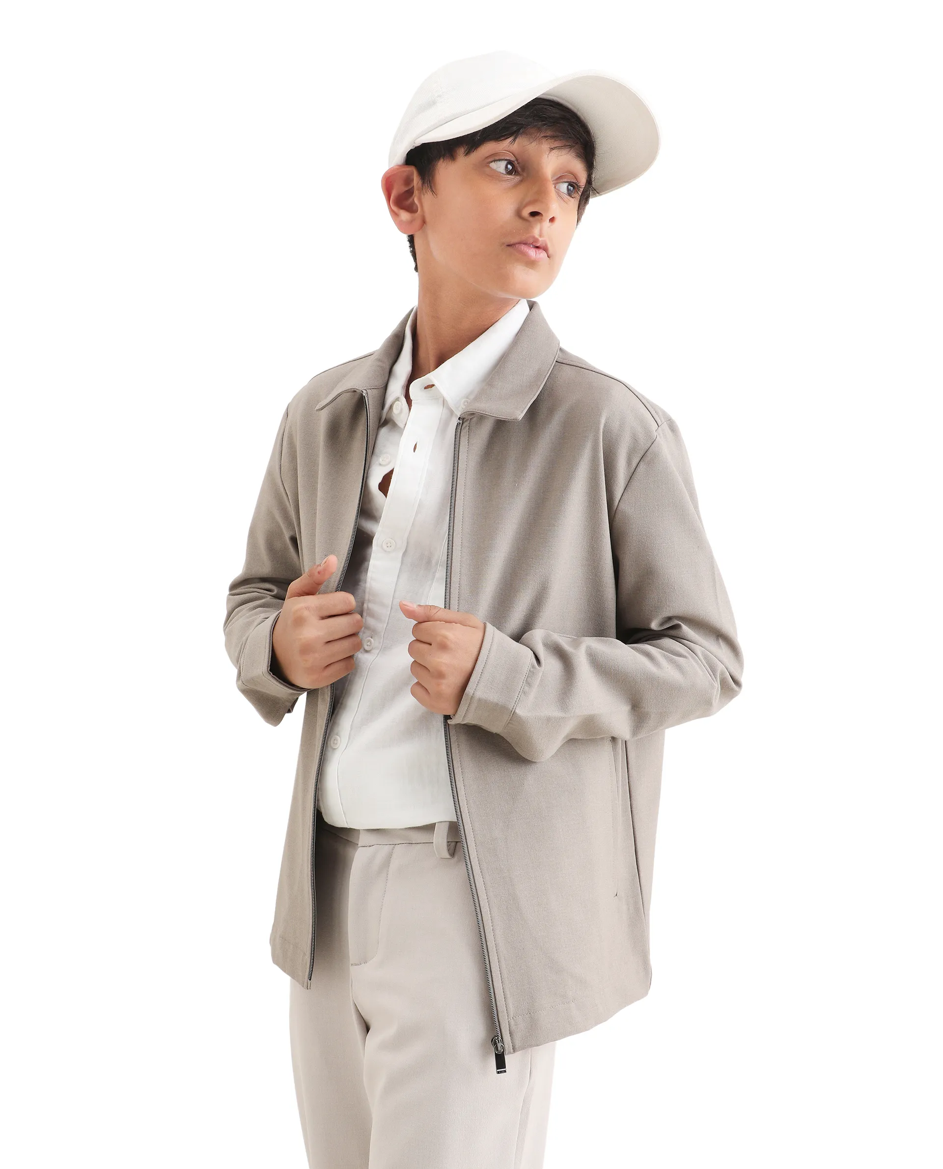 Rare Ones Kids Juan-K 26 Beige Polyester Blend Zipper Closure Regular Fit Shacket - Image 3