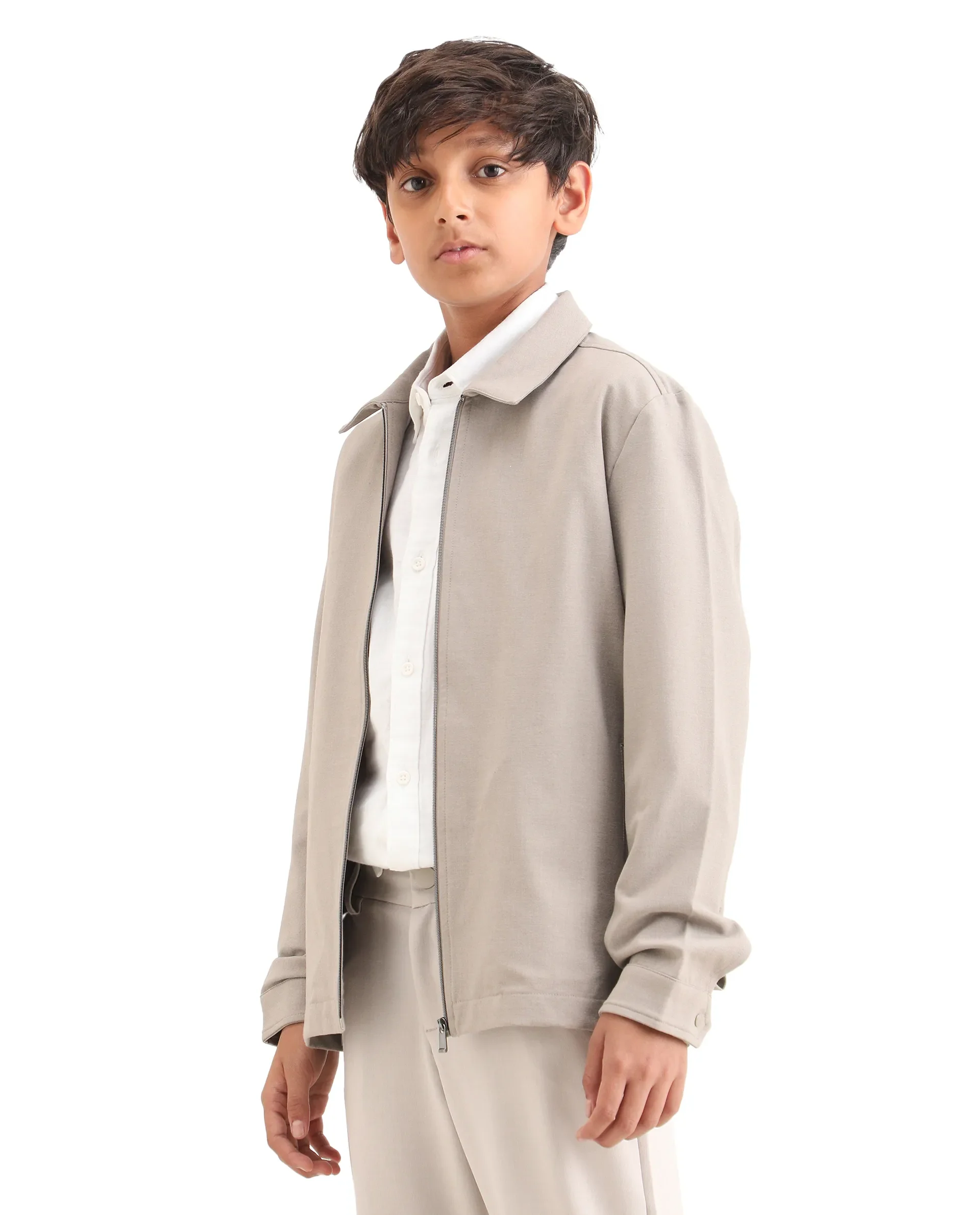 Rare Ones Kids Juan-K 26 Beige Polyester Blend Zipper Closure Regular Fit Shacket - Image 6