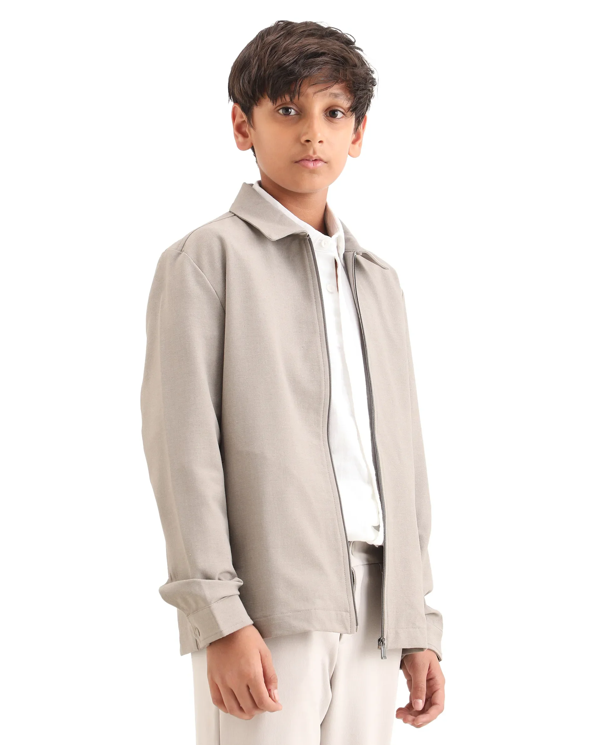 Rare Ones Kids Juan-K 26 Beige Polyester Blend Zipper Closure Regular Fit Shacket - Image 7