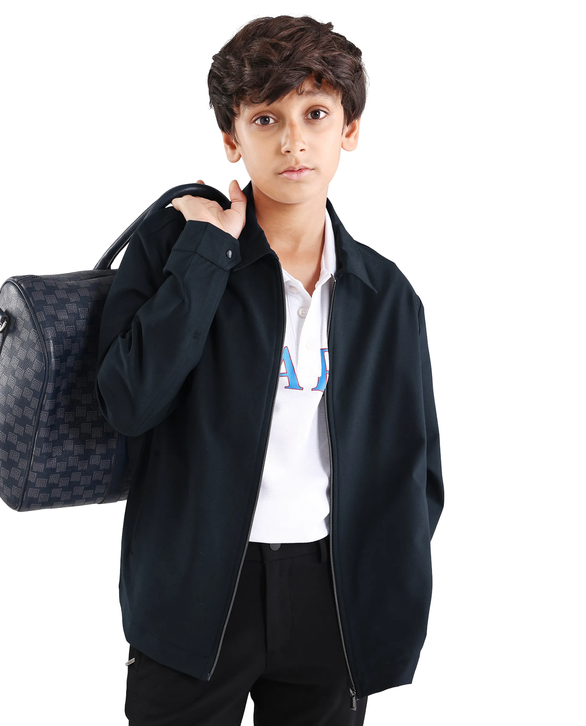 Rare Ones Kids Juan-K 26 Navy Viscose Blend Zipper Closure Regular Fit Shacket