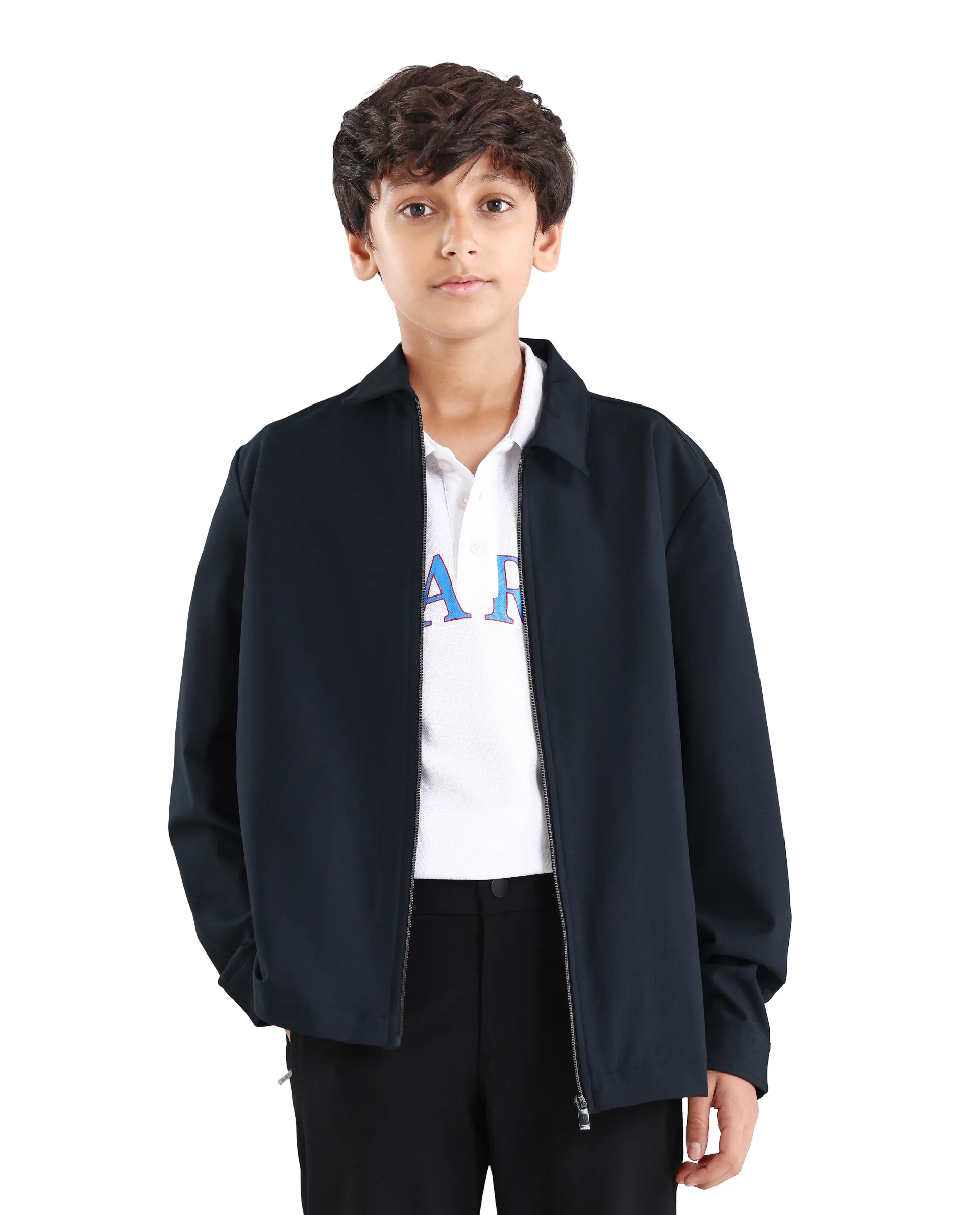 Rare Ones Kids Juan-K 26 Navy Viscose Blend Zipper Closure Regular Fit Shacket - Image 3