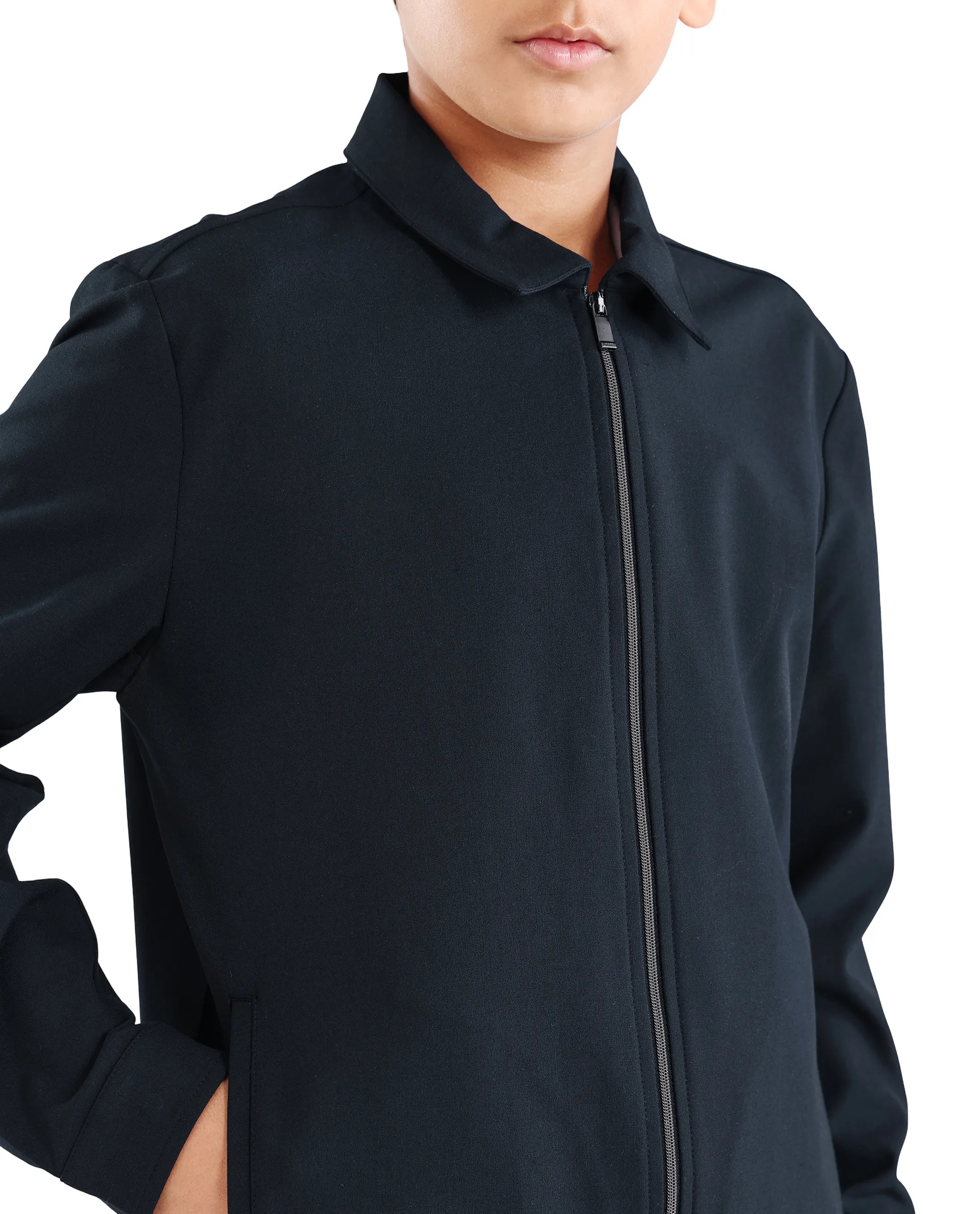 Rare Ones Kids Juan-K 26 Navy Viscose Blend Zipper Closure Regular Fit Shacket - Image 4