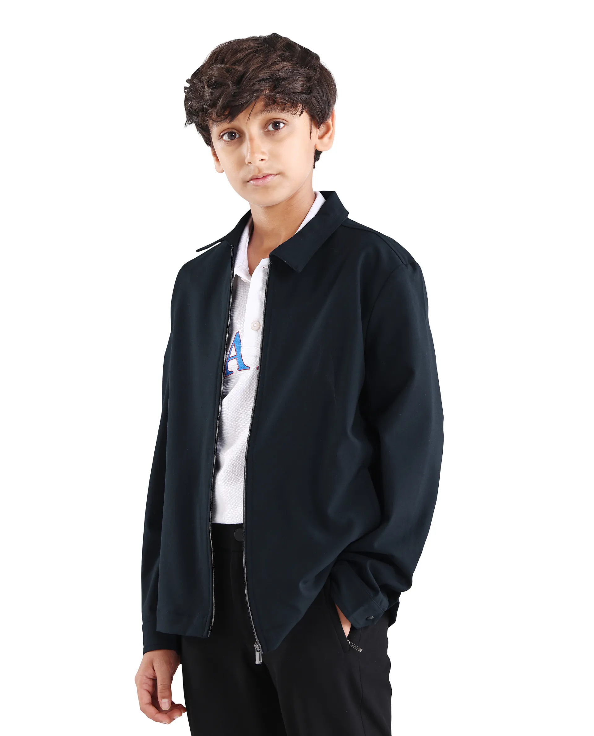 Rare Ones Kids Juan-K 26 Navy Viscose Blend Zipper Closure Regular Fit Shacket - Image 5