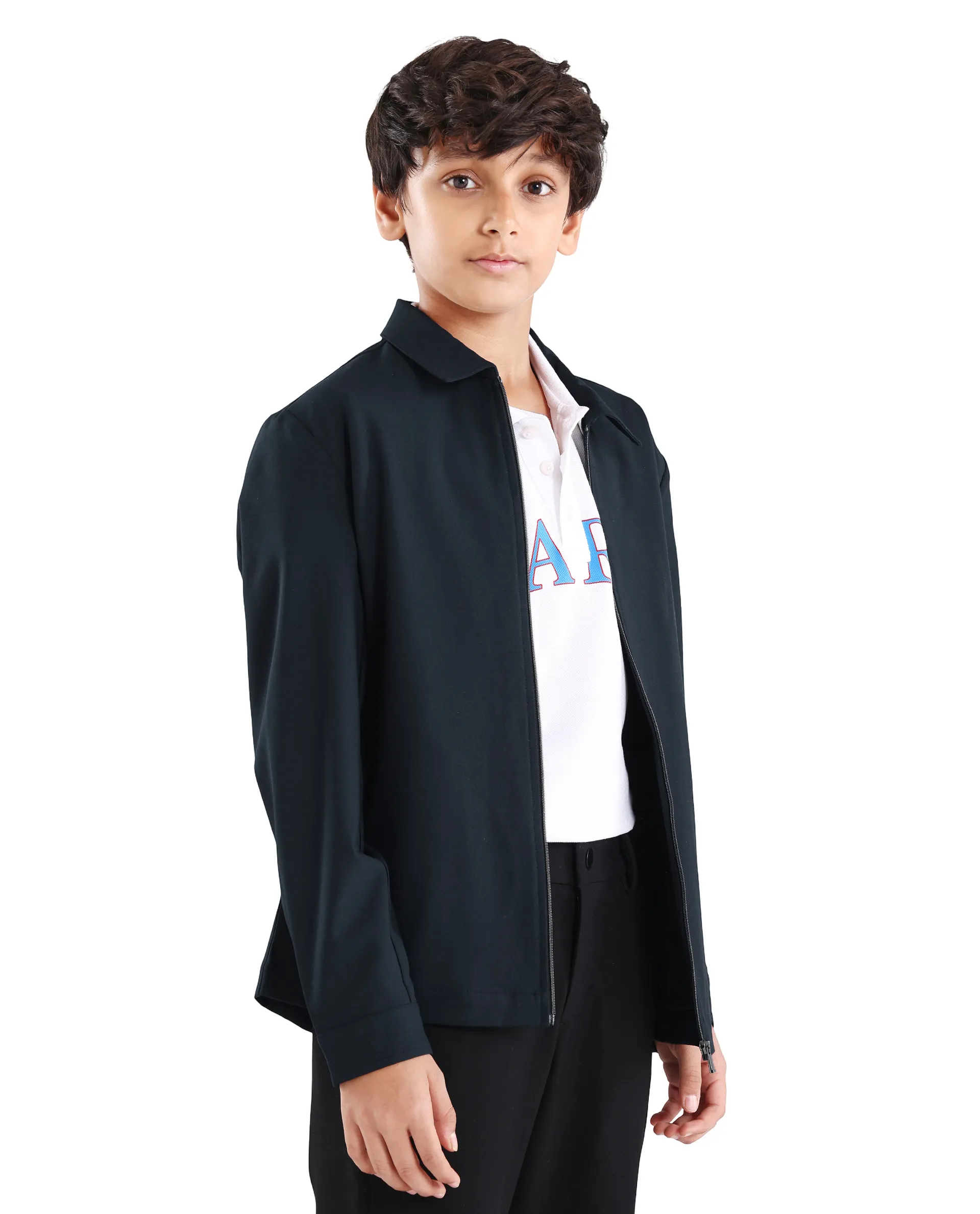 Rare Ones Kids Juan-K 26 Navy Viscose Blend Zipper Closure Regular Fit Shacket - Image 6