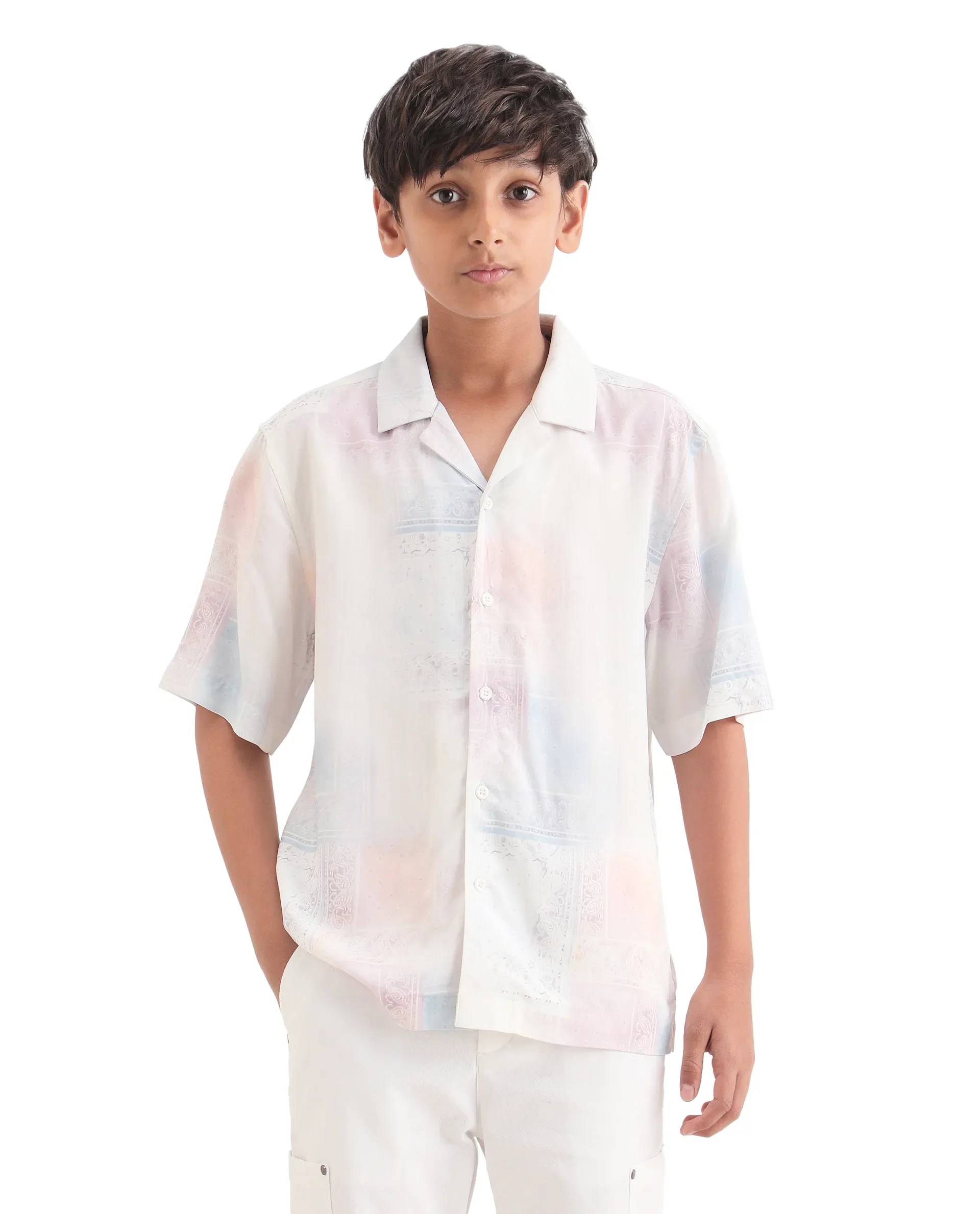 Rare Ones Kids Adrin-S Off White Viscose Button Closure Boxy Fit Shirt - Image 3