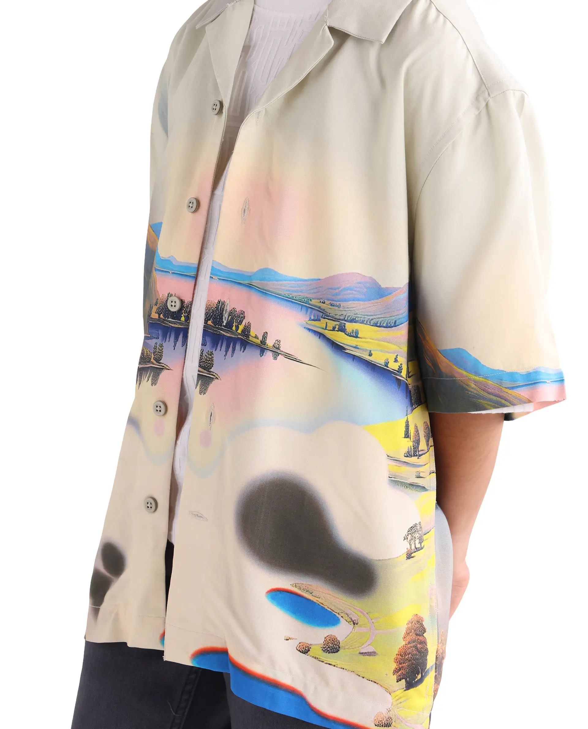 Rare Ones Kids Afix-K Light Yellow Viscose Rayon Fabric Button Closure Digital Print Boxy Fit Shirt - Image 4