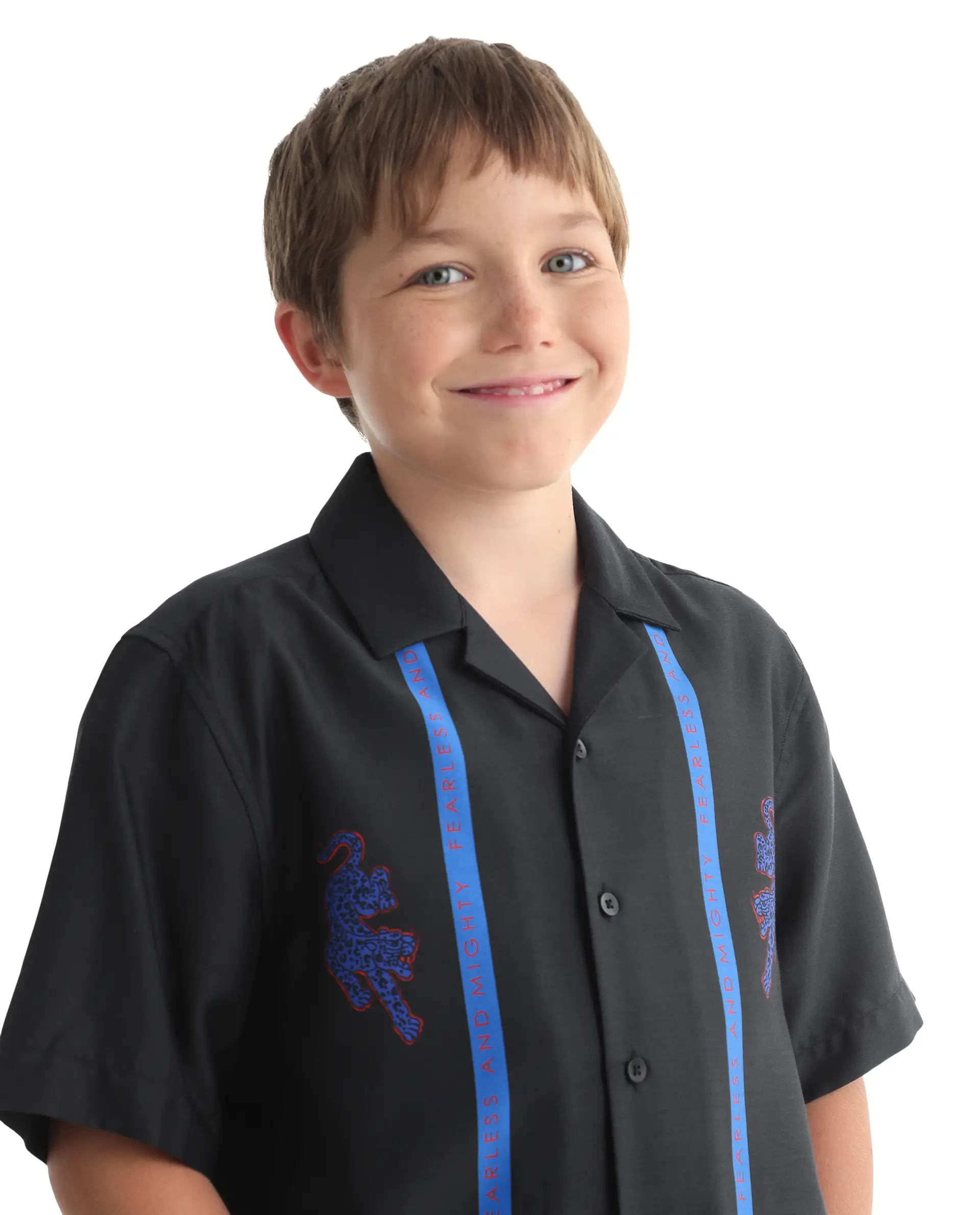 Rare Ones Kids Argo Black Cotton Blend Fabric Button Closure Boxy Fit Shirt