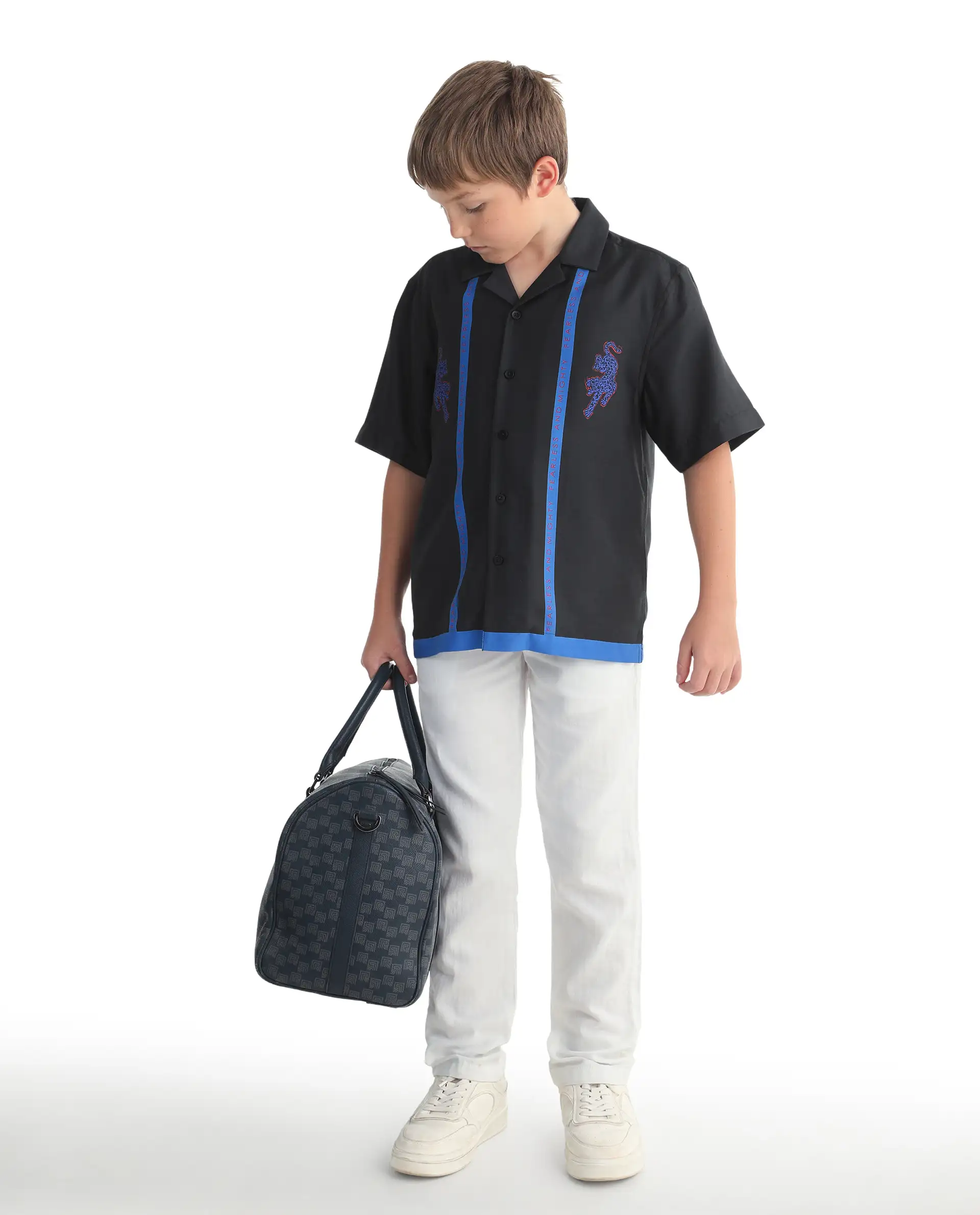 Rare Ones Kids Argo Black Cotton Blend Fabric Button Closure Boxy Fit Shirt - Image 3
