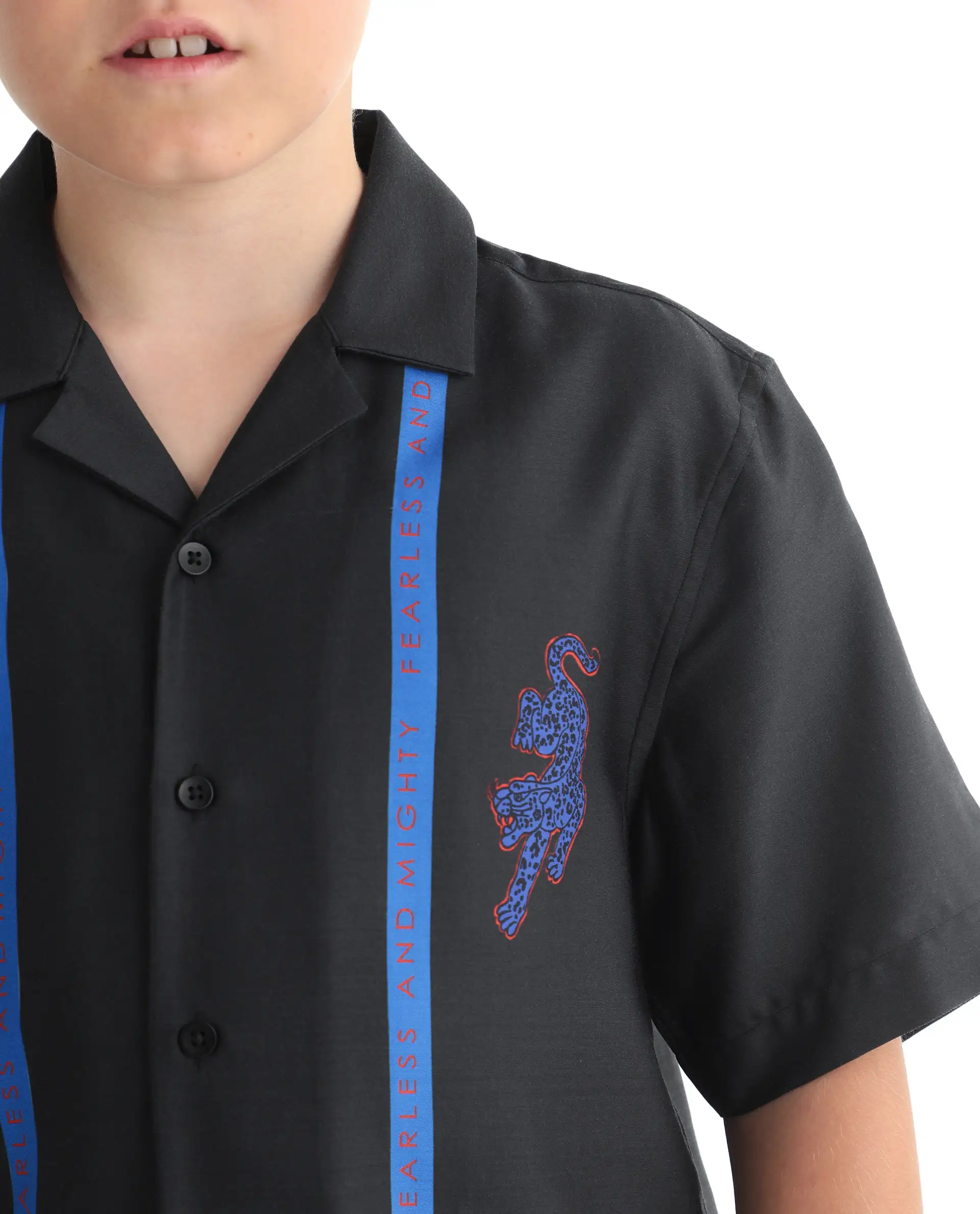 Rare Ones Kids Argo Black Cotton Blend Fabric Button Closure Boxy Fit Shirt - Image 4