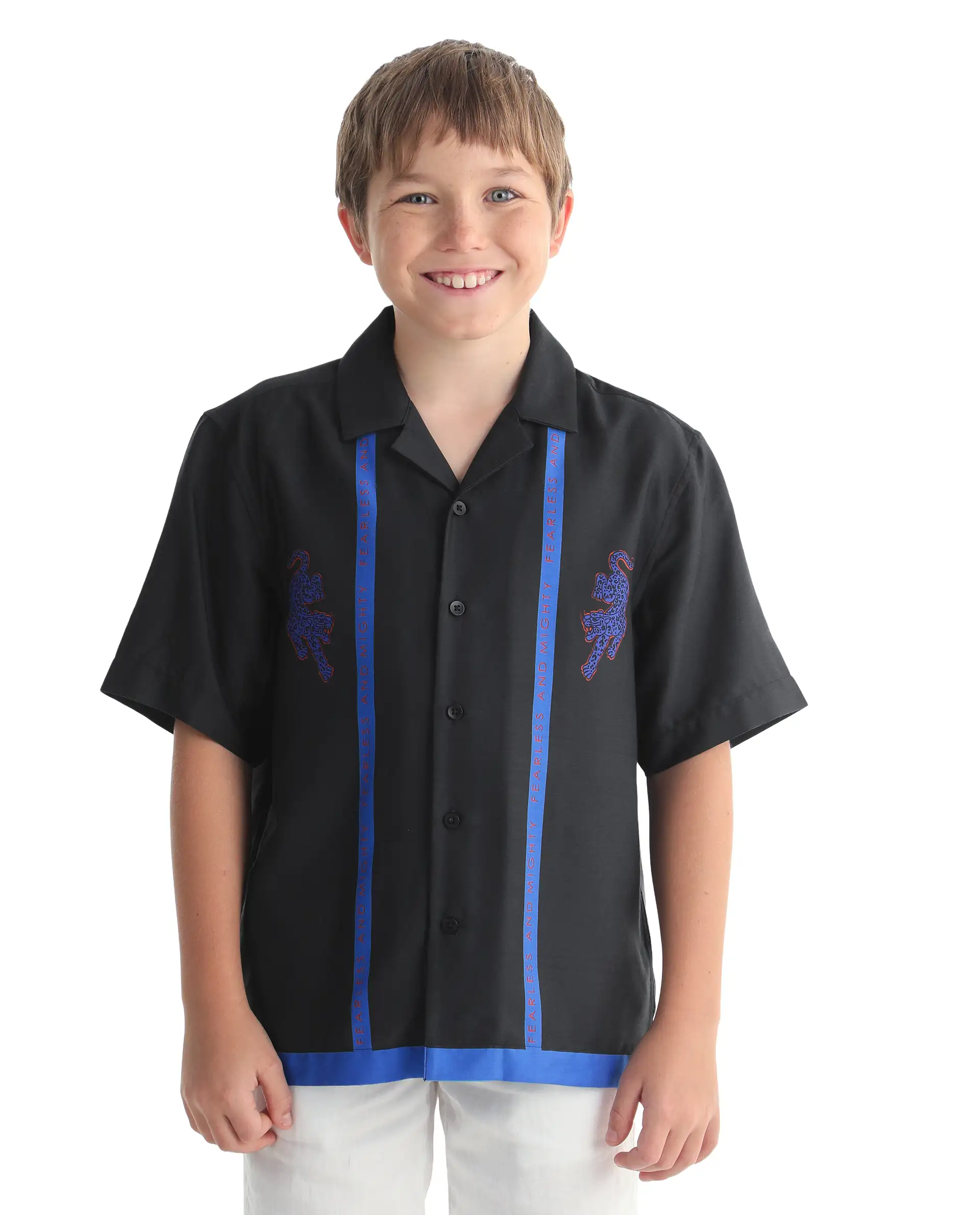 Rare Ones Kids Argo Black Cotton Blend Fabric Button Closure Boxy Fit Shirt - Image 5
