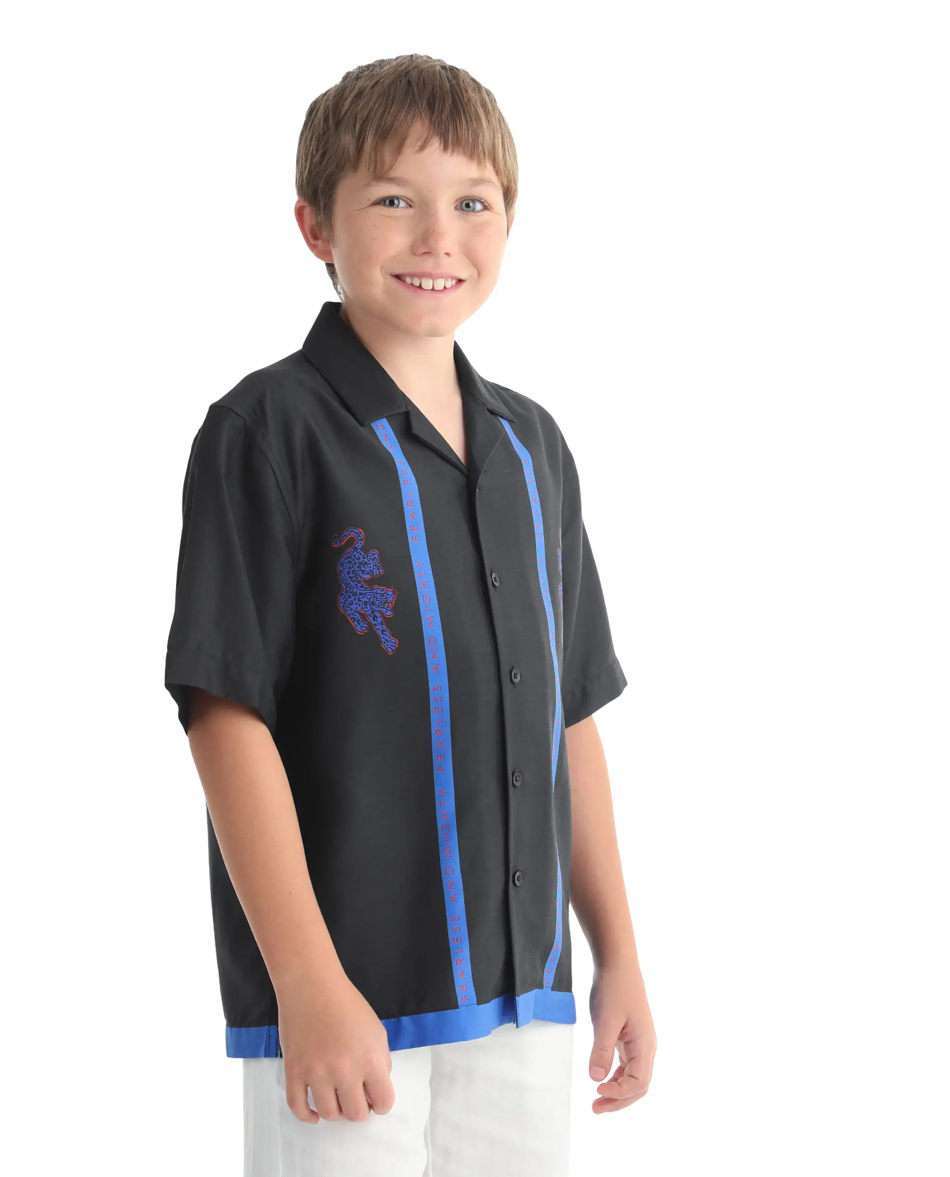 Rare Ones Kids Argo Black Cotton Blend Fabric Button Closure Boxy Fit Shirt - Image 7