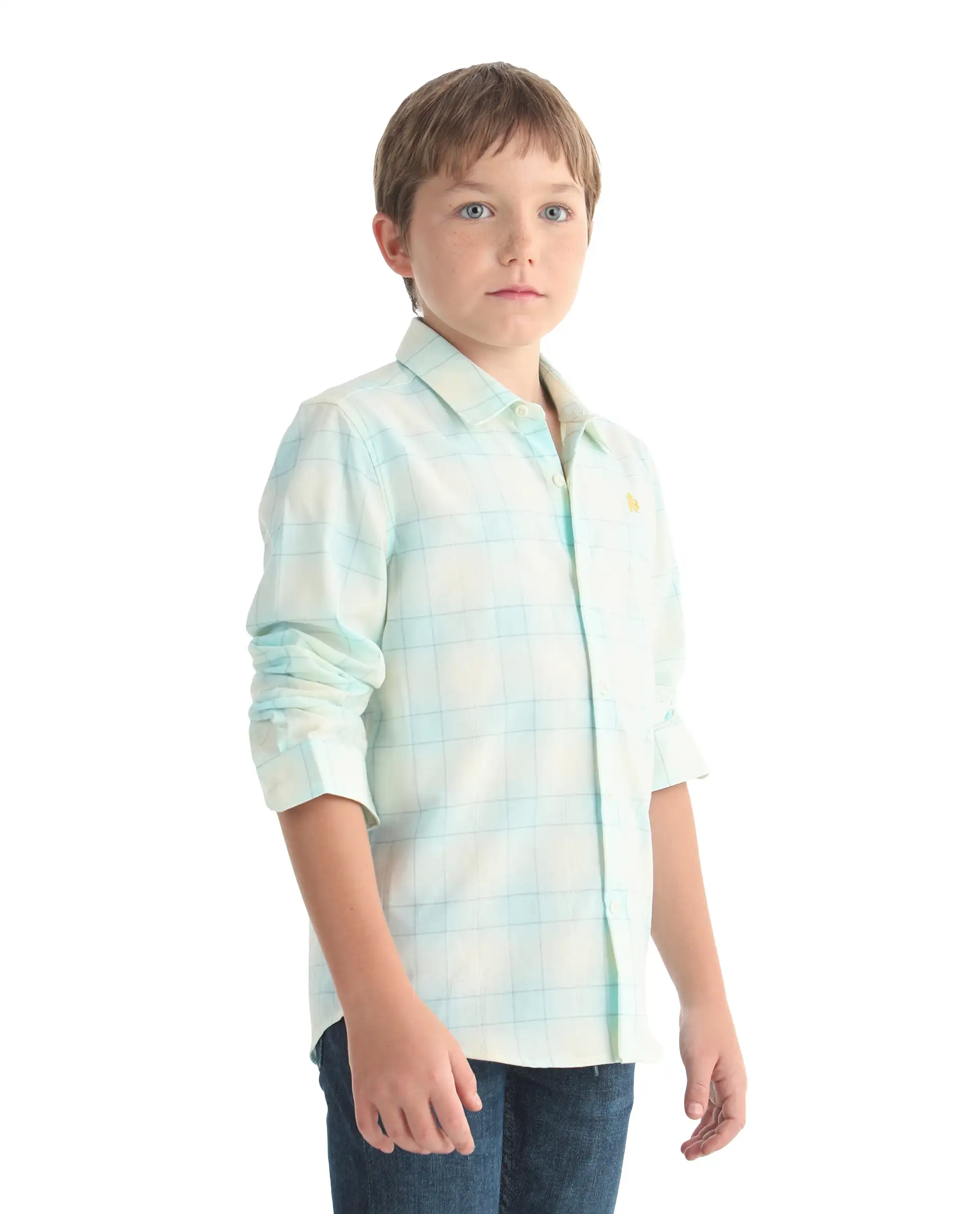 Rare Ones Kids Bryd Light Yellow Cotton Fabric Button Closure Regular Fit Shirt - Image 5