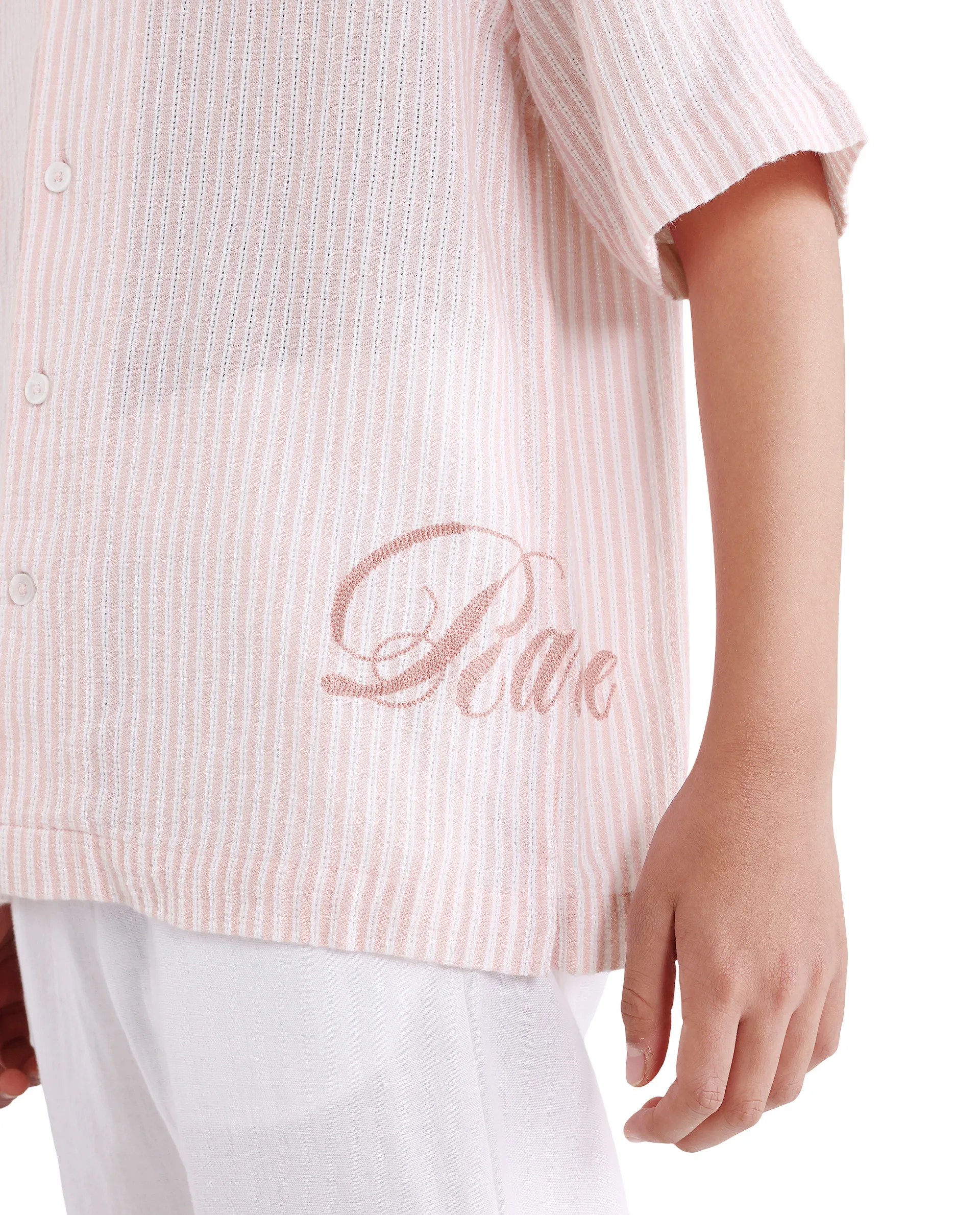 Rare Ones Kids Clyd-S Pastel Pink Linen Blend Button Closure Boxy Fit Shirt - Image 4