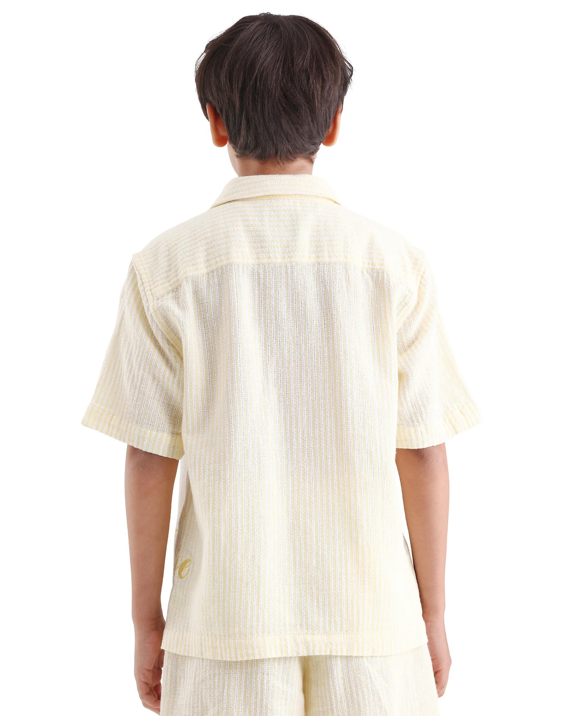 Rare Ones Kids Clyd-S Yellow Linen Blend Button Closure Boxy Fit Shirt - Image 7