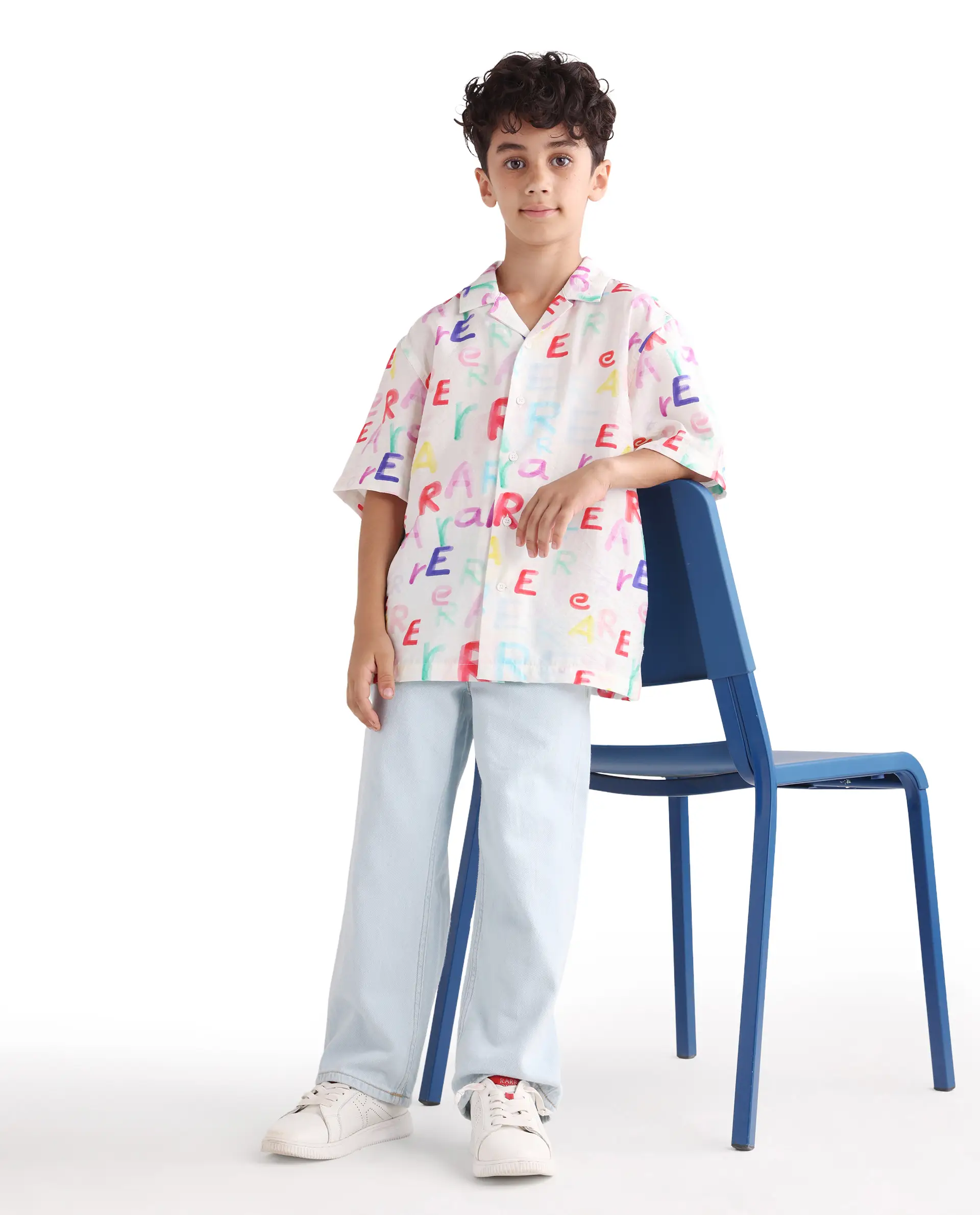 Rare Ones Kids Cron-S Multi Viscose Blend Button Closure All Over Print Boxy Fit Shirt - Image 2