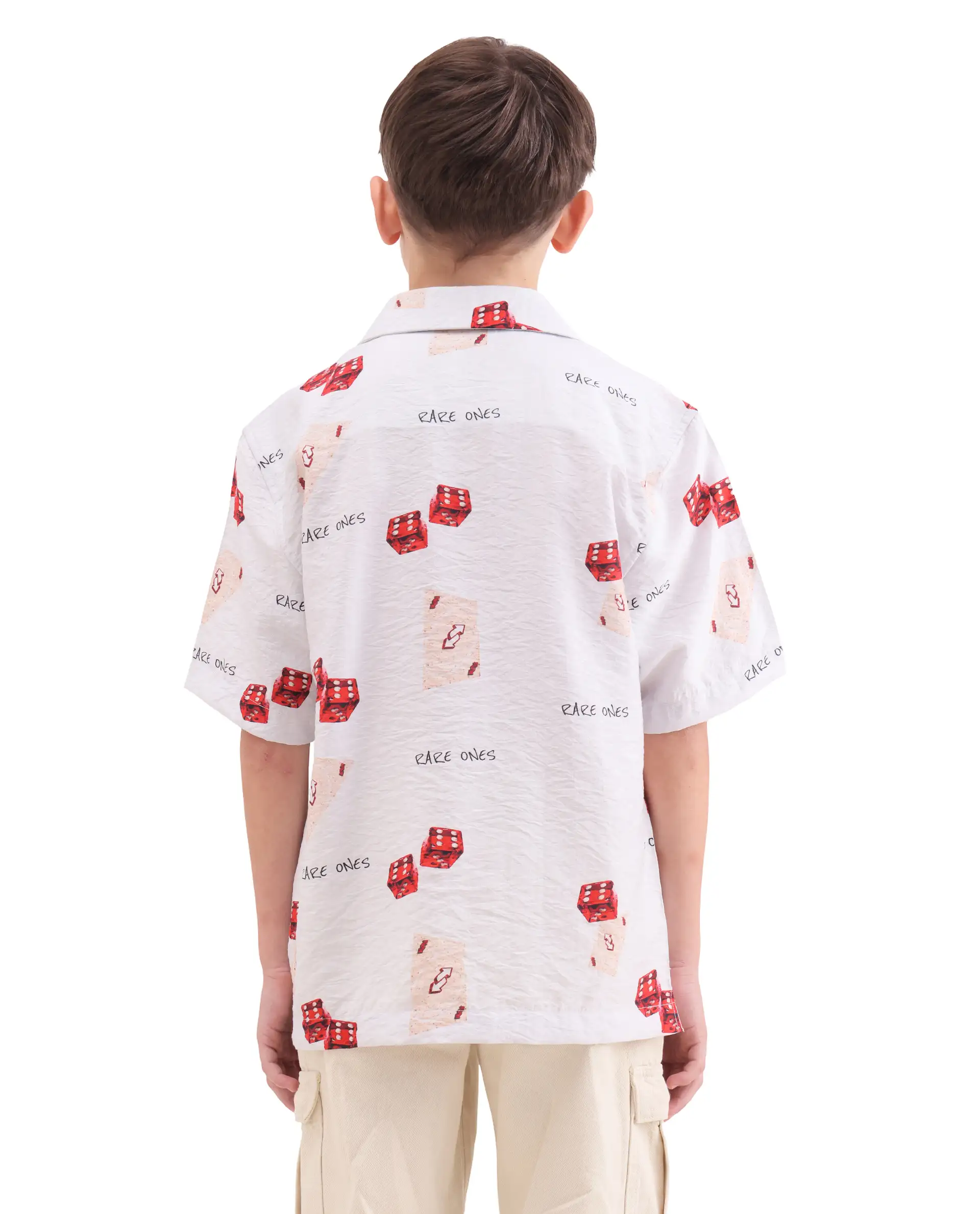 Rare Ones Kids Dice White Viscose Blend Fabric Button Closure Regular Fit Shirt - Image 8