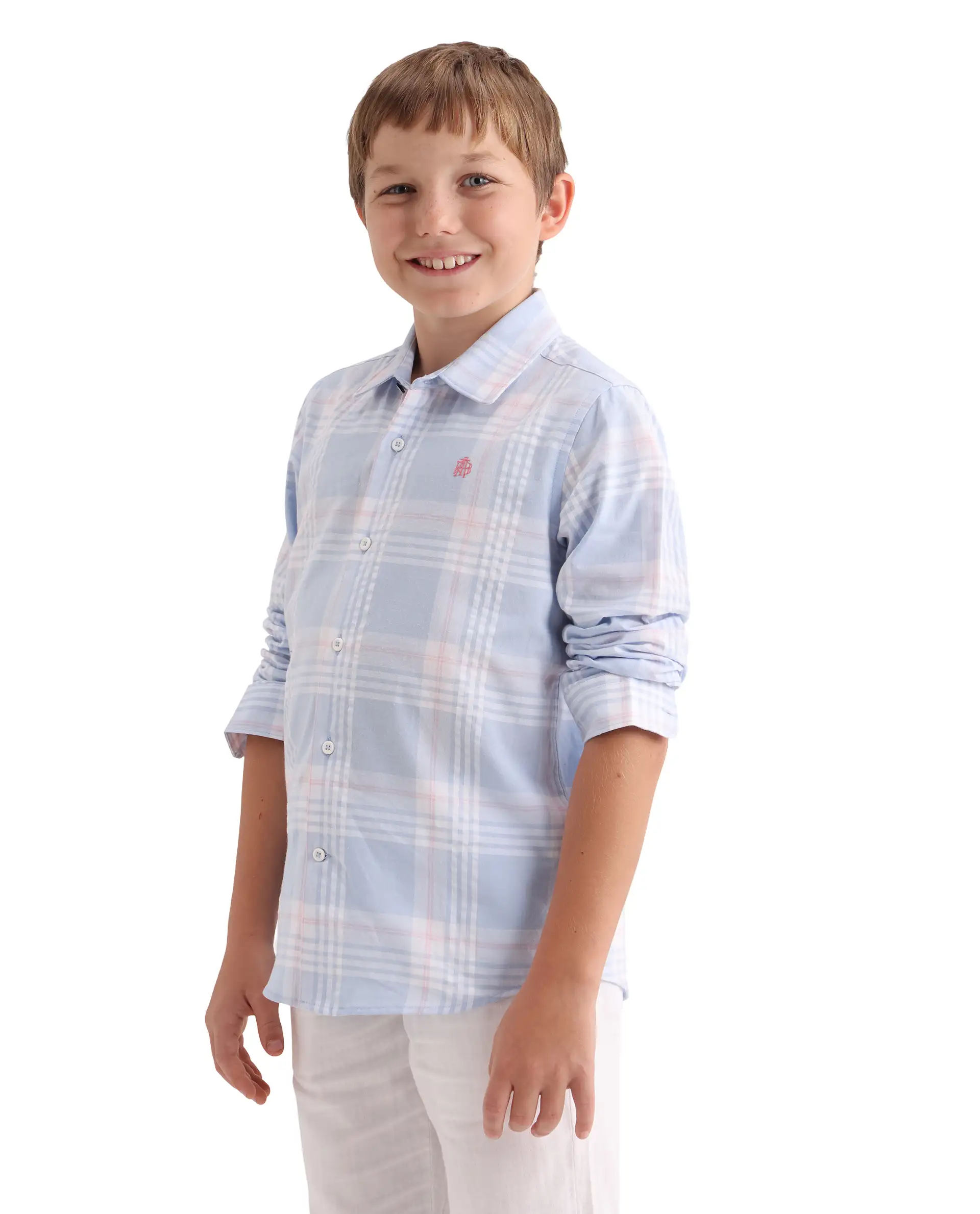 Rare Ones Kids Dov Light Blue Cotton Fabric Button Closure Regular Fit Shirt - Image 5