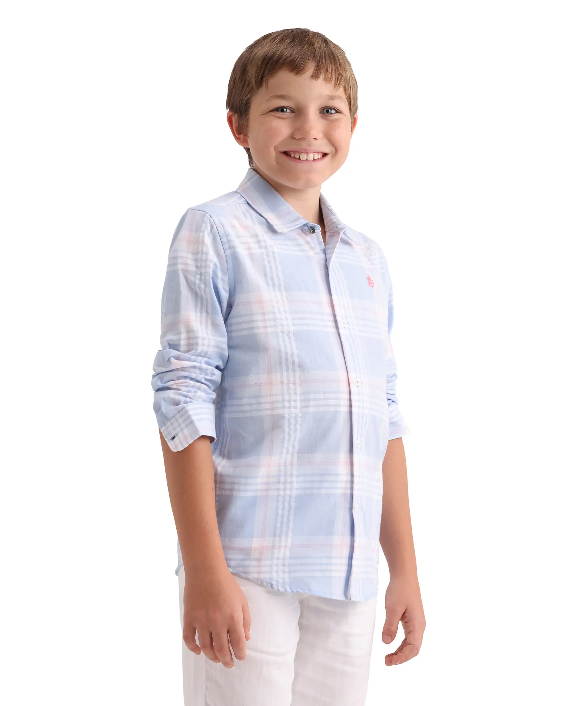Rare Ones Kids Dov Light Blue Cotton Fabric Button Closure Regular Fit Shirt - Image 6