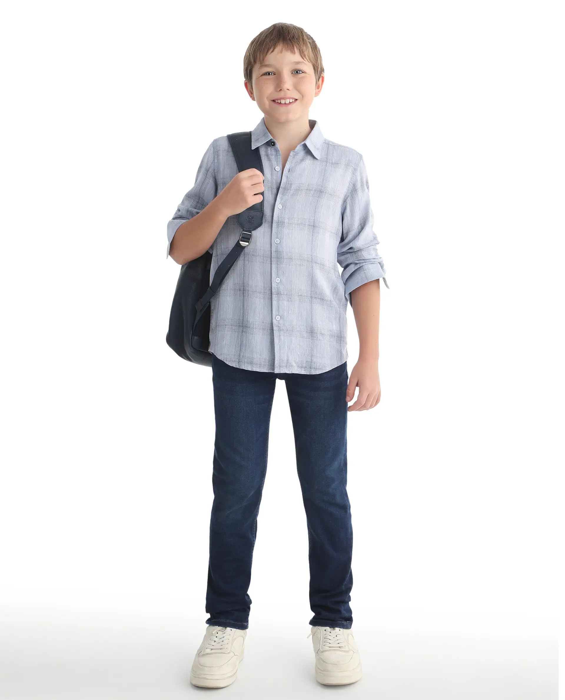 Rare Ones Kids Eamon-26 Blue Lyocell Blend Button Closure Regular Fit Shirt - Image 2