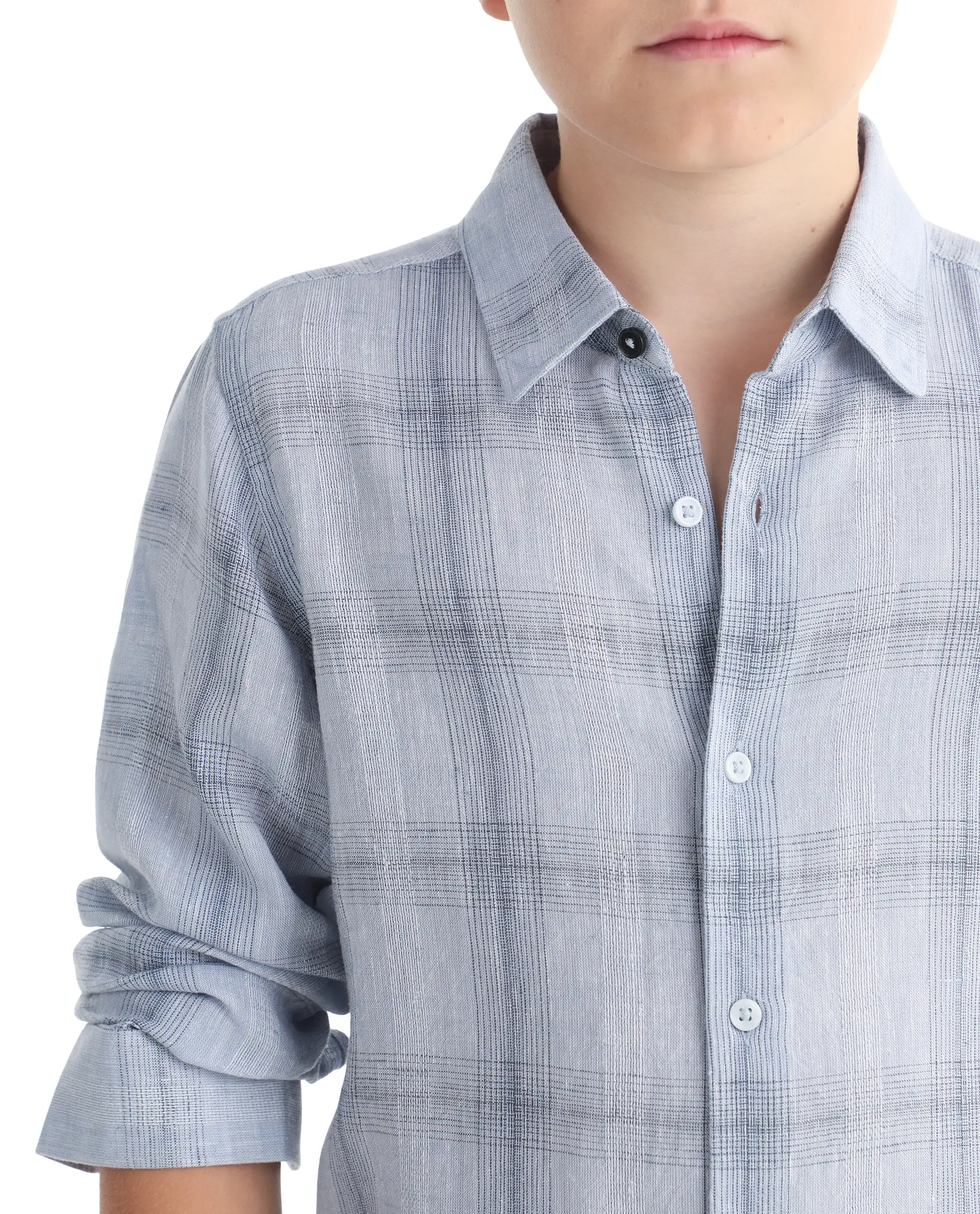 Rare Ones Kids Eamon-26 Blue Lyocell Blend Button Closure Regular Fit Shirt - Image 4